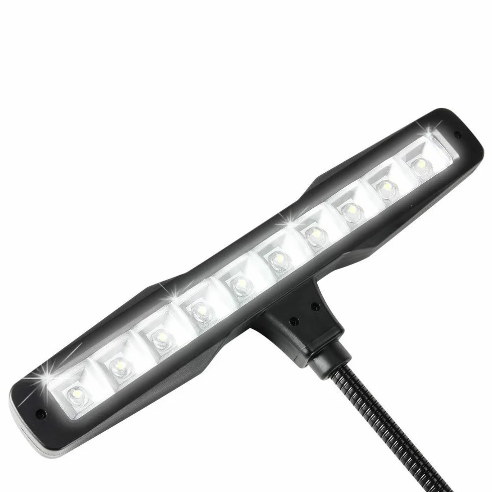 Infitronic IN10LEDNL – 10 diod LED lampka na pulpicie nut/lampka do czytania/lampka zaciskowa 2 poziomy jasności, czarna
