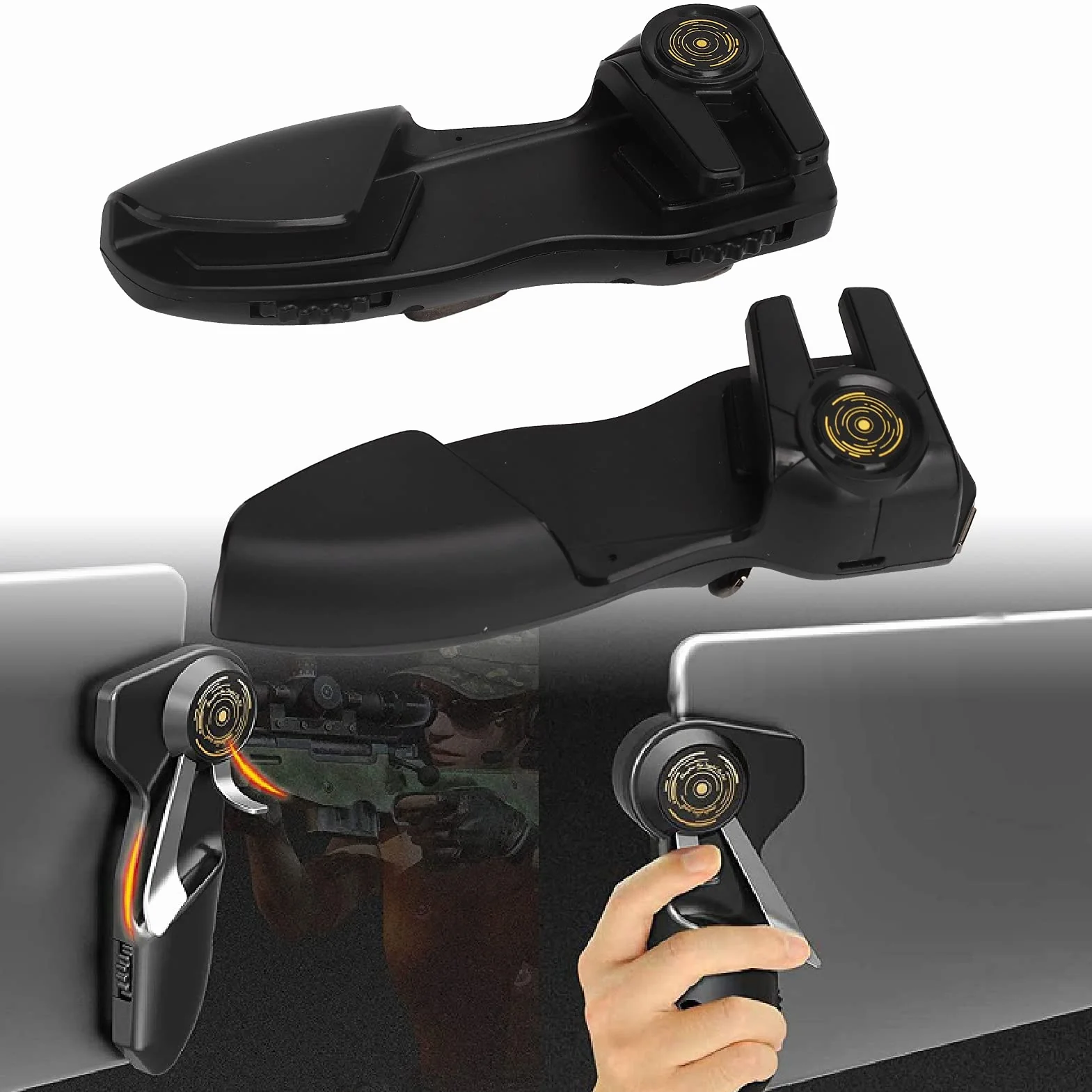Tablet Game Joystick Trigger 4 Wyzwalacze Obsługa 6 Palcami Mobilny Uchwyt do Gier Kontroler Wysoka Czułość Ergonomiczny Gamepad Strzelanie Trigger dla Android/IOS Tabletu
