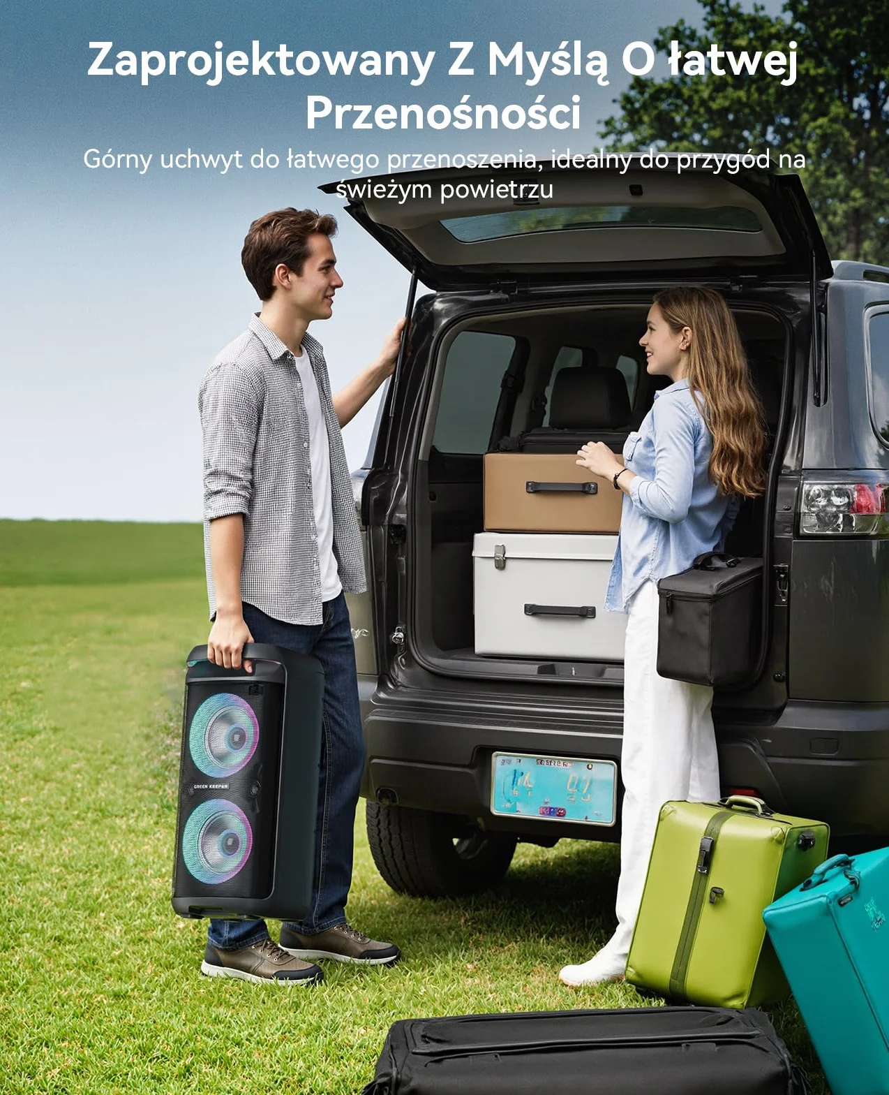GKD60 Karaoke Box dla Dorosłych z 2 Mikrofonami Bezprzewodowymi, Przenośny Bluetooth Głośnik na Imprezę, System Audio 500W Mocy Szczytowej z LED, USB/TF/AUX, Idealny na Imprezę na Świeżym Powietrzu
