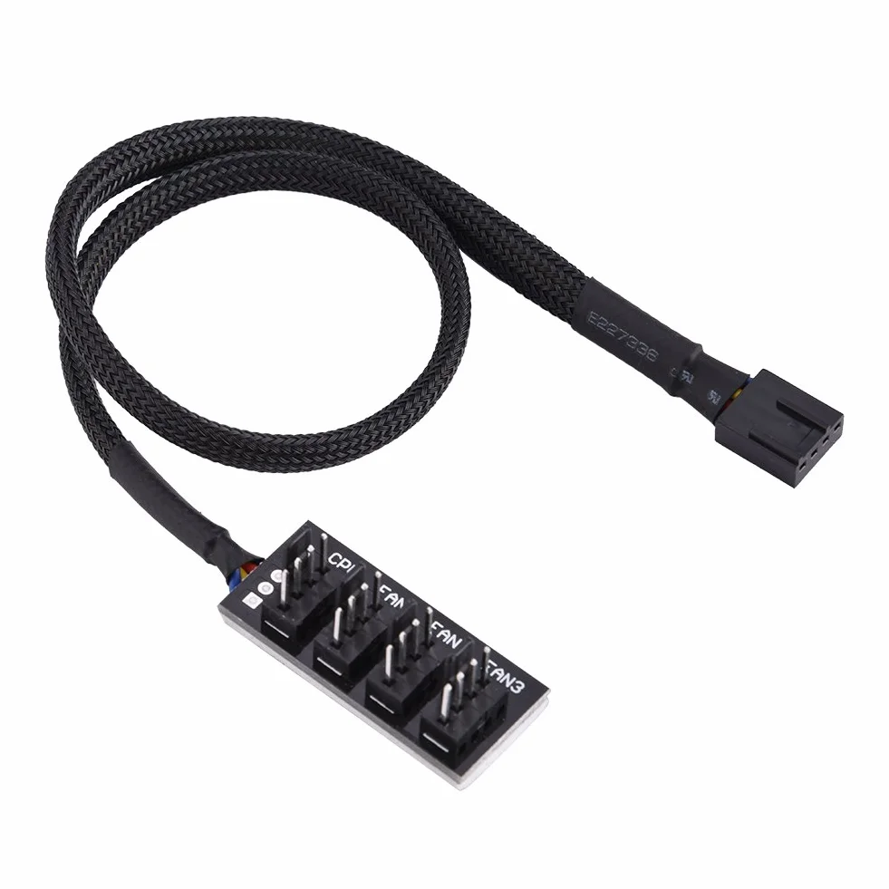 4-pinowy rozgałęźnik wentylatora PC - męski PWM Fan Hub kabel zasilający do wentylatora PC Cooling 38 cm Złącze wielofunkcyjny kabel przedłużający wentylatora 4-pinowy / 3-pinowy