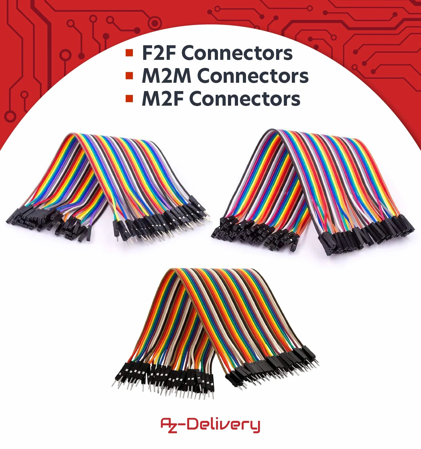 AZDelivery 3 x Jumper Wire Cable 3 x 40 STK. każdy 20 cm M2M / F2M / F2F kompatybilny z Arduino i Raspberry Pi Breadboard tym e-Book!