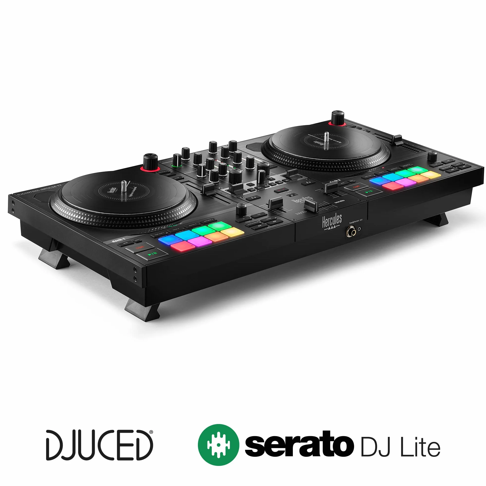 Hercules DJControl Inpulse T7 – Motoryzowany, dwukanałowy kontroler DJ w eleganckiej czerni