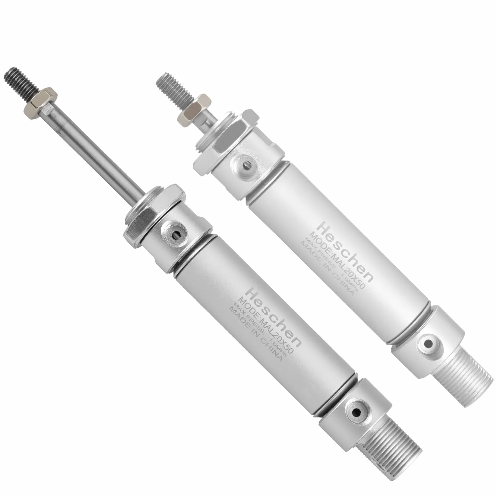 Heschen Pneumatyczny wąski cylinder powietrza, MAL 20-50, port PT1/8 cala, otwór 20 mm, skok 50 mm, dwustronne działanie