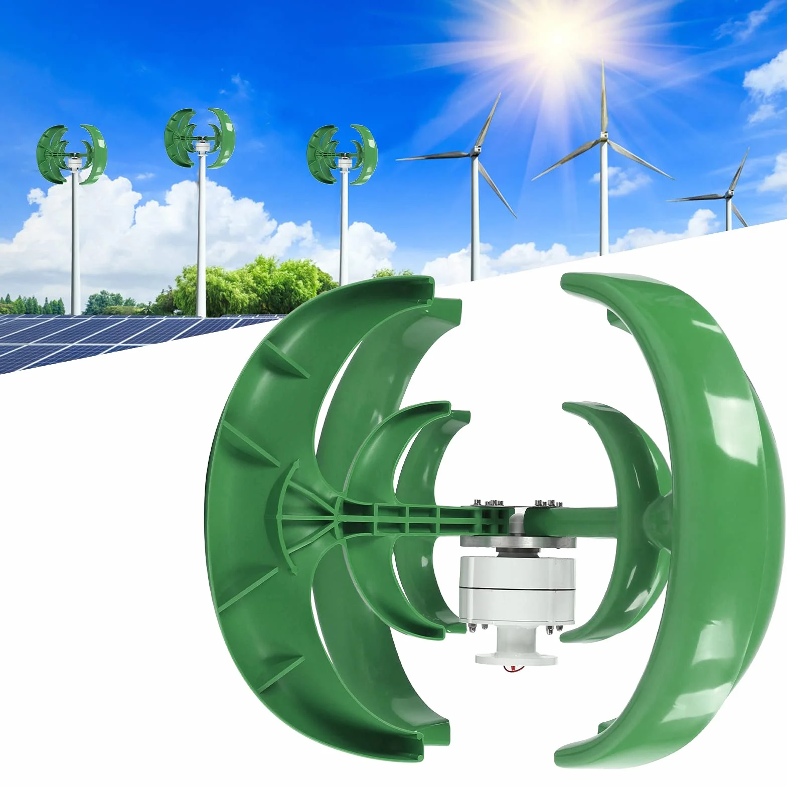 Mini Turbina Wiatrowa, Generator Energii Wiatrowej 1200 W Turbina Wiatrowa Zestaw Generatora Turbin Wiatrowych W Kształcie Zielonej Latarni (24 V)