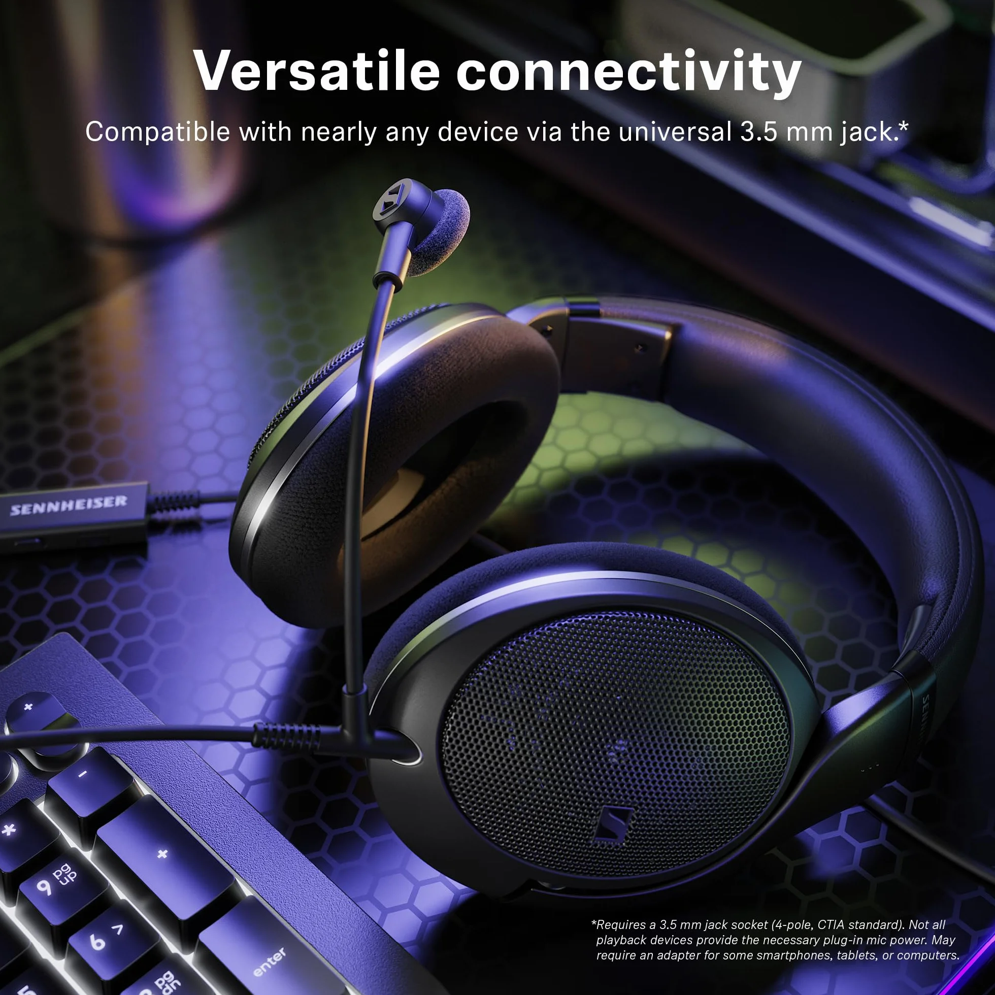 Sennheiser HD 500 BAM, Optymalnej Jakości Mikrofon na Pałąku do Gier i Rozmów, z Regulacją Głośności i Wyciszeniem, Analogowe Gniazdo 3,5 mm, do Słuchawek HD 560S, HD 505, HD 620S i Innych