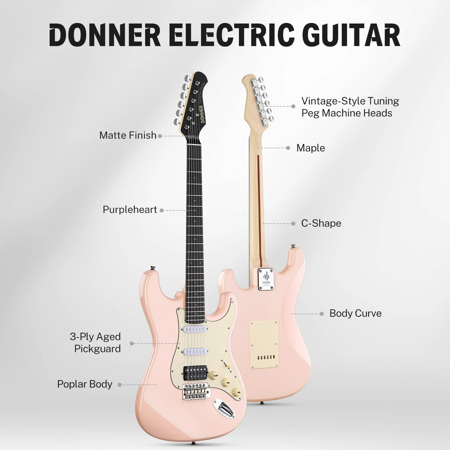 Donner DST-200 Gitara elektryczna 39 cali solidny korpus