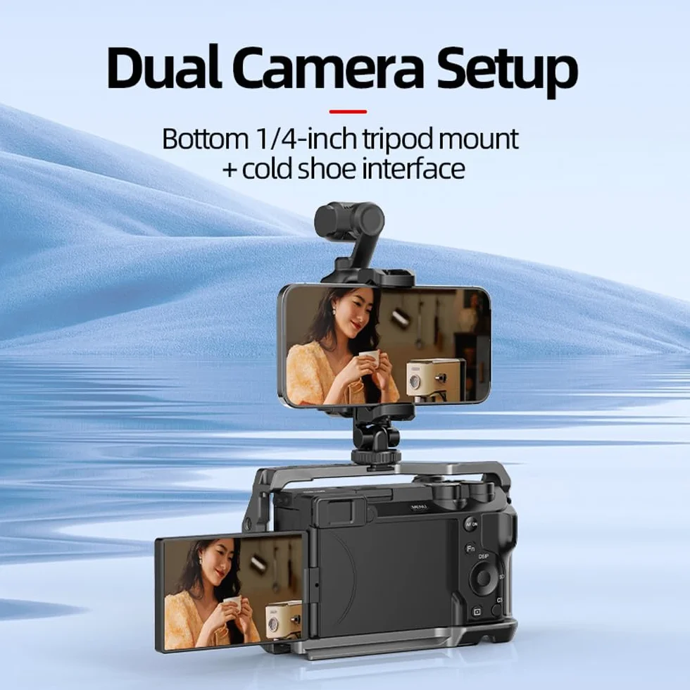 Stojak na telefon DJI Osmo Pocket 3, uchwyt na teleprompter do montażu na telefonie komórkowym, ramka ochronna z otworem gwintowanym 1/10.2 cm, używany ze statywem i drążkiem przedłużającym