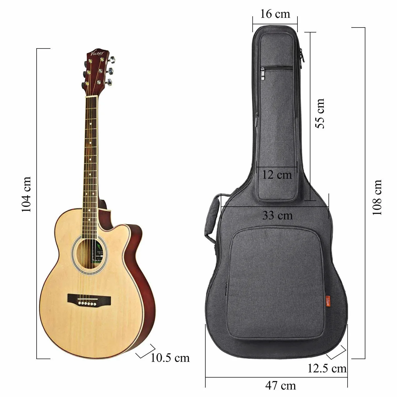 CAHAYA Torba na gitarę Gig Bag wyściełana torba 18 mm wodoszczelna torba na gitarę, szary, torba na gitarę