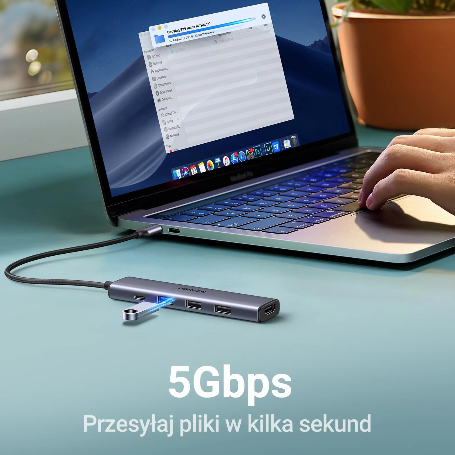UGREEN Revodok USB C Hub PD100W, 4K HDMI, 3 porty USB A, adapter USB C kompatybilny z serią iPhone 16, Galaxy S24, Surface, MacBook Pro/Air, iPad Pro/Air, Steam Deck itp.