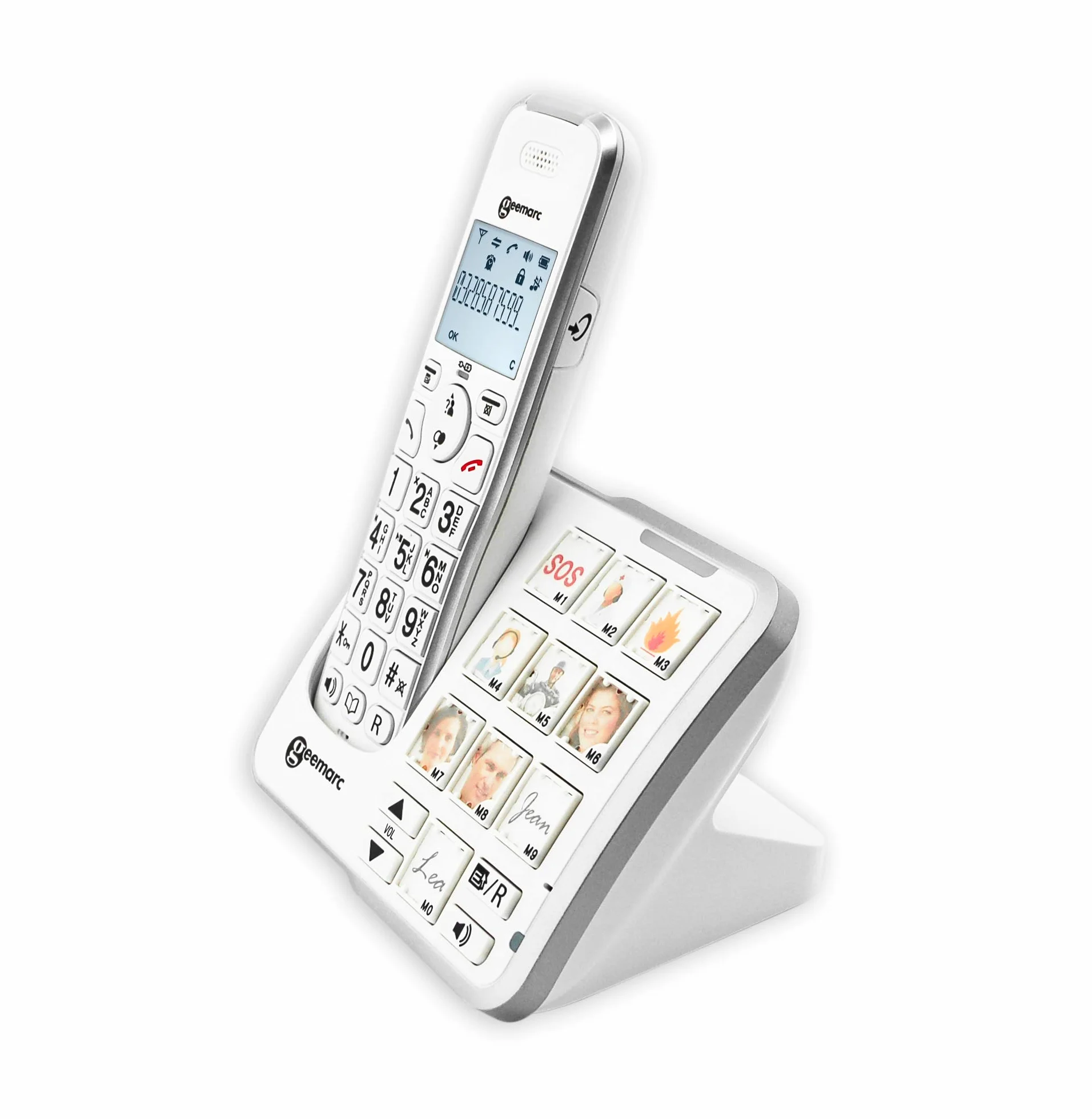 Geemarc Amplidect 295 Photo - wzmocniony telefon stacjonarny z automatyczną sekretarką, mocnym dzwonkiem i dużymi, dopasowywanymi przyciskami fotograficznymi dla seniorów – od niewielkiego do