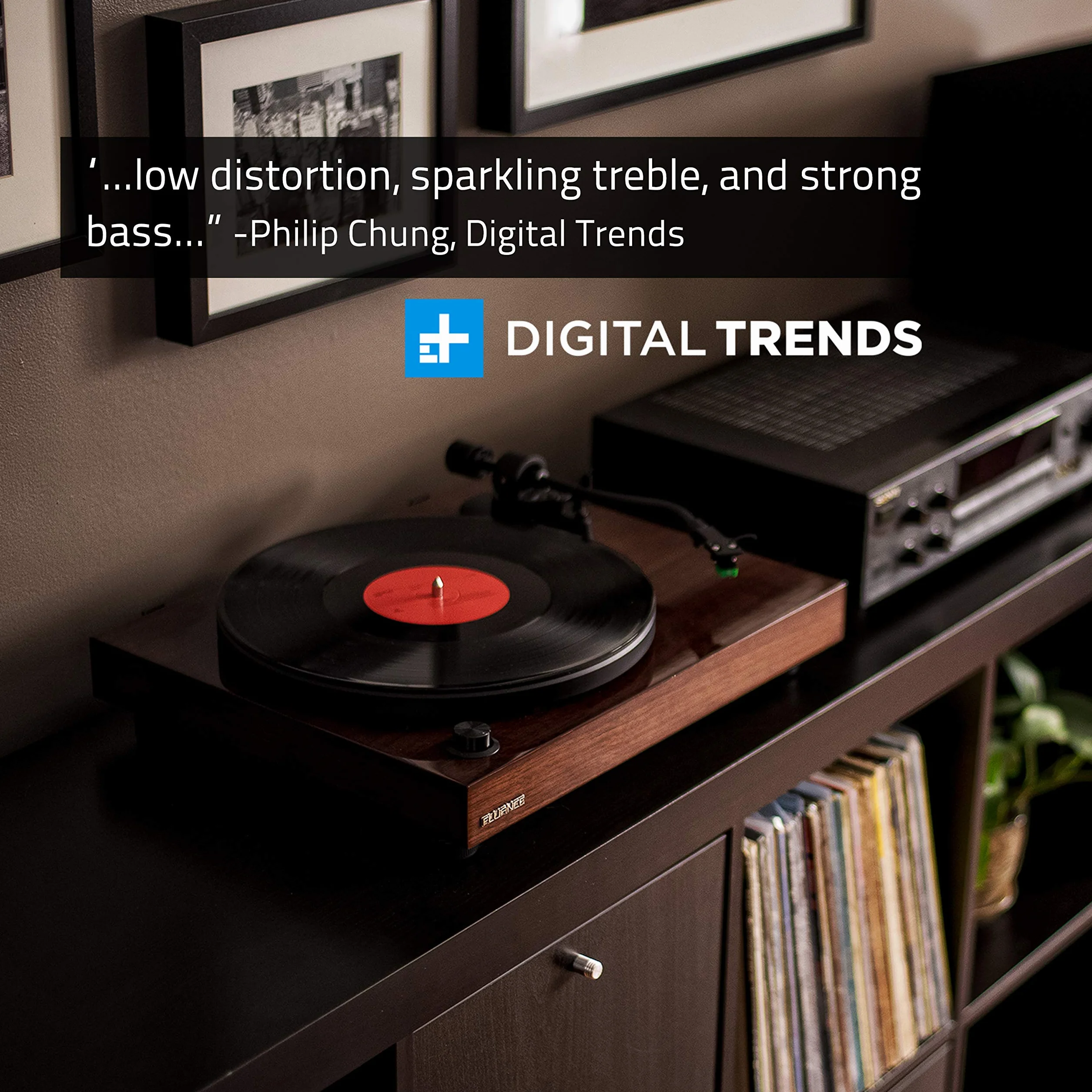 Fluance RT81 Elite High Fidelity Vinyl Turntable Record Player with Audio Technica AT95E Cartridge, Belt Drive, Built-in Preamp, Adjustable Counterweight, Solid Wood Plinth - Walnut
