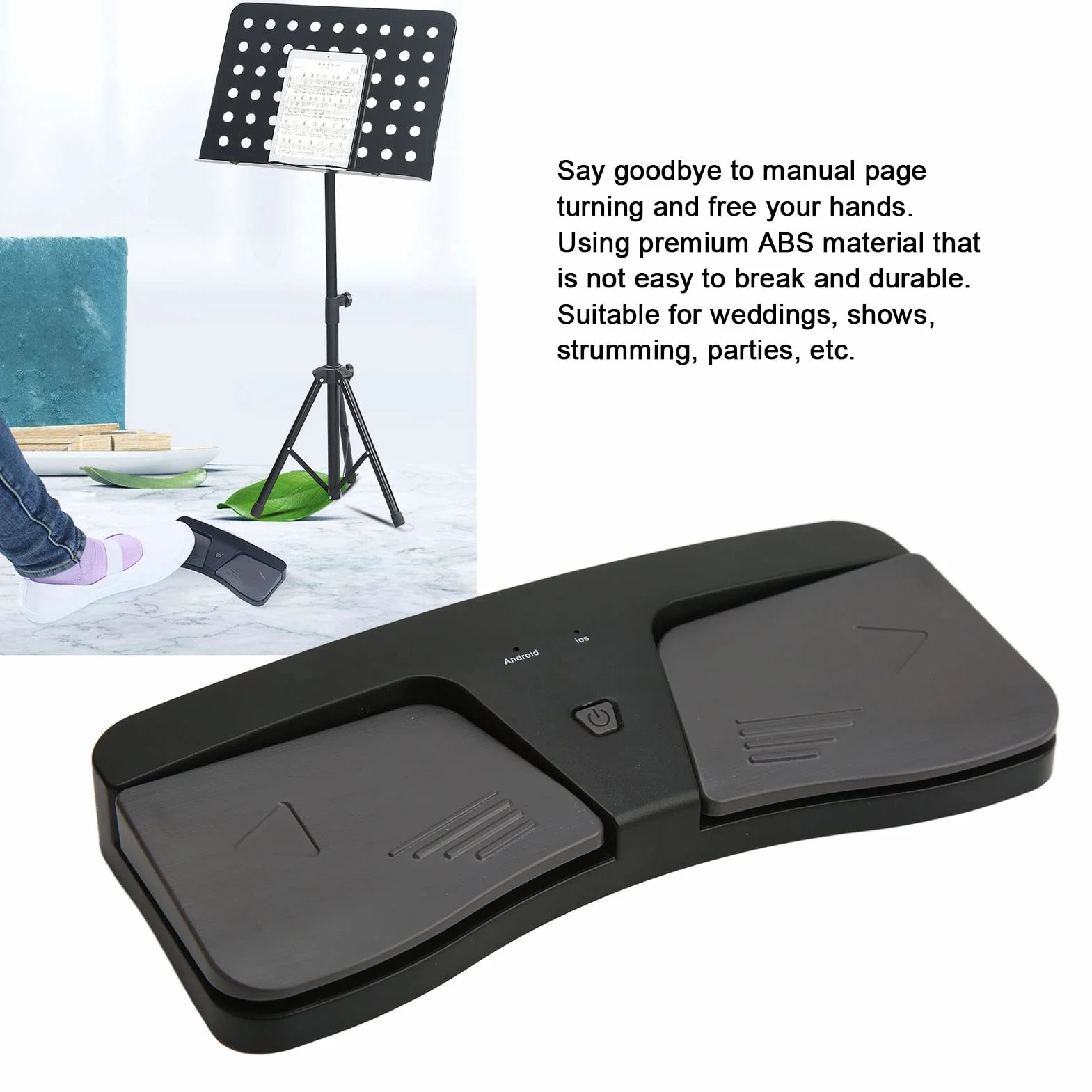 Page Turner Pedal dla tabletów, bezprzewodowy pedał muzyczny Page Turner dla IOS, dla Android, zasilany bateryjnie przełącznik nożny Bluetooth Page Turner Pedal Bezprzewodowy Page