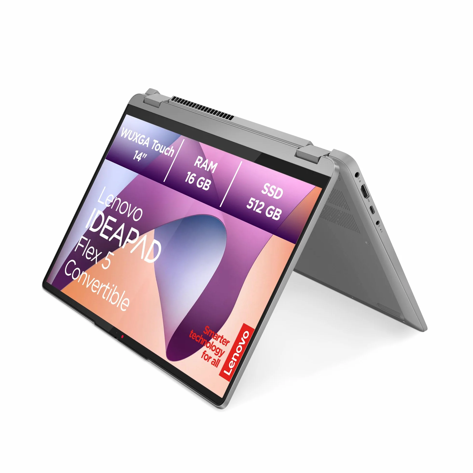 Lenovo IdeaPad Flex Convertible 5 laptop | wyświetlacz WUXGA 14" | AMD Ryzen 7 7730U | 16 GB RAM | 512 GB SSD | karta graficzna AMD Radeon | Windows 11 Home | QWERTZ | szary | 3 miesiące Premium Care