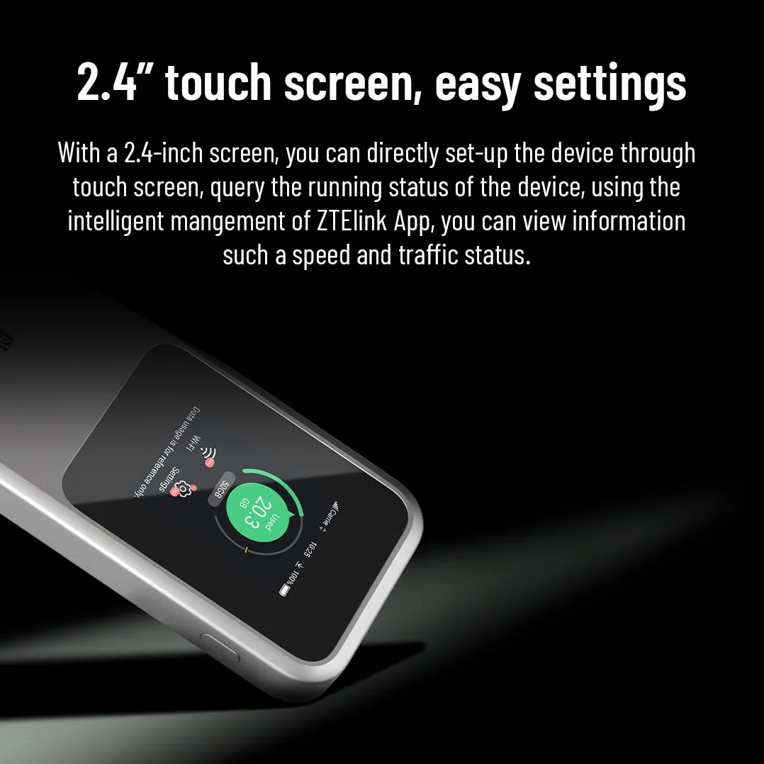 ZTE MU5120 – najpotężniejszy przenośny hotspot WiFi 5G, ogromna bateria 10000 mAh, odwrotne ładowanie 18 W, NFC, ekran dotykowy 2,4", łączy 32 urządzenia – odblokowane gniazdo SIM