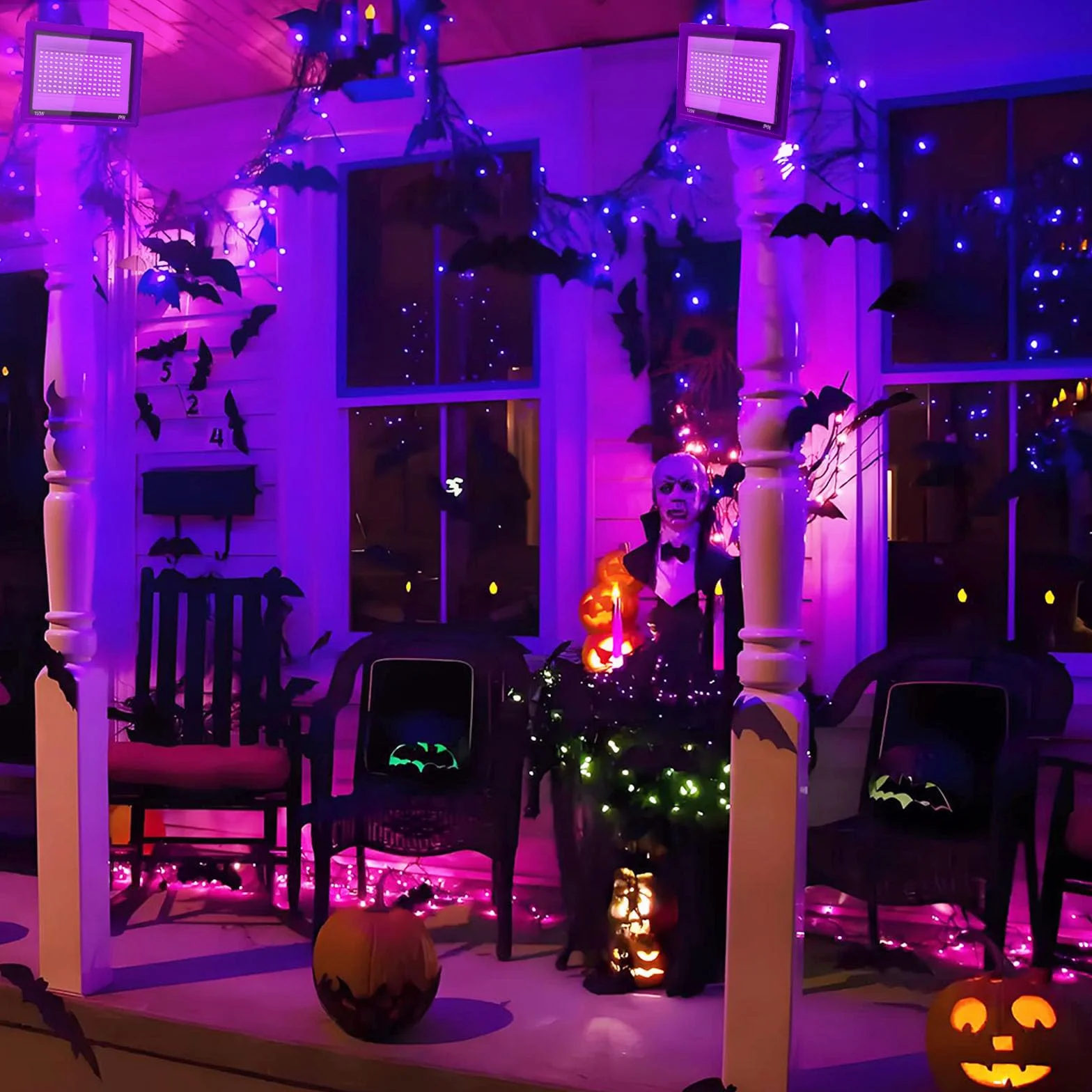 100 W, czarny reflektor LED, IP66, wodoodporny, UV, 395-400 nm, przełącznik, na imprezę, Halloween, do malowania ciała, baru, akwarium