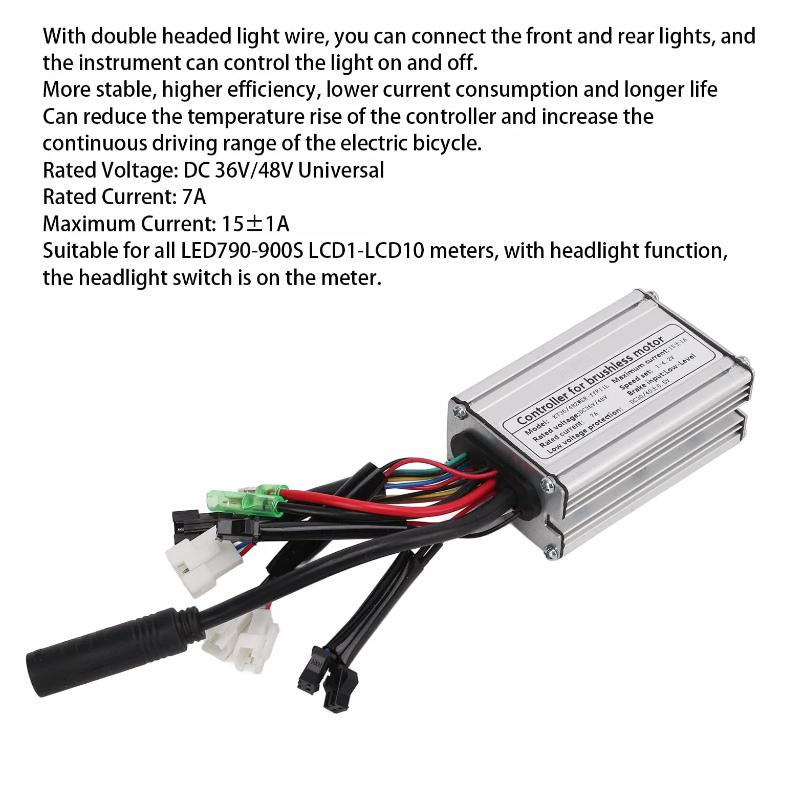 Kontroler 48V 36V 15A KT Stabilny Stop Aluminium do LCD1 LED 900S
