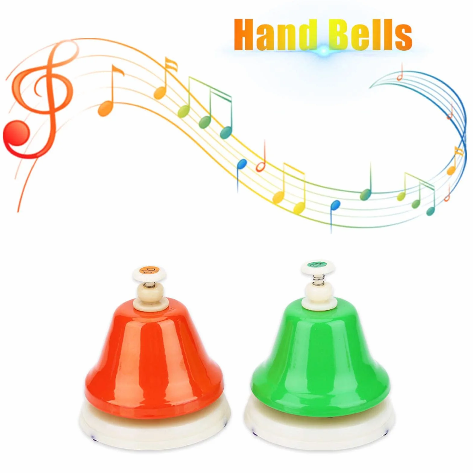 Handbells 8-Note Diatoniczny Kolorowy Zestaw Dzwonków Ręcznych Instrument Muzyczny Coloful Instrument Perkusyjny dla Aktywności Rodzinnej Szkoła ślubna