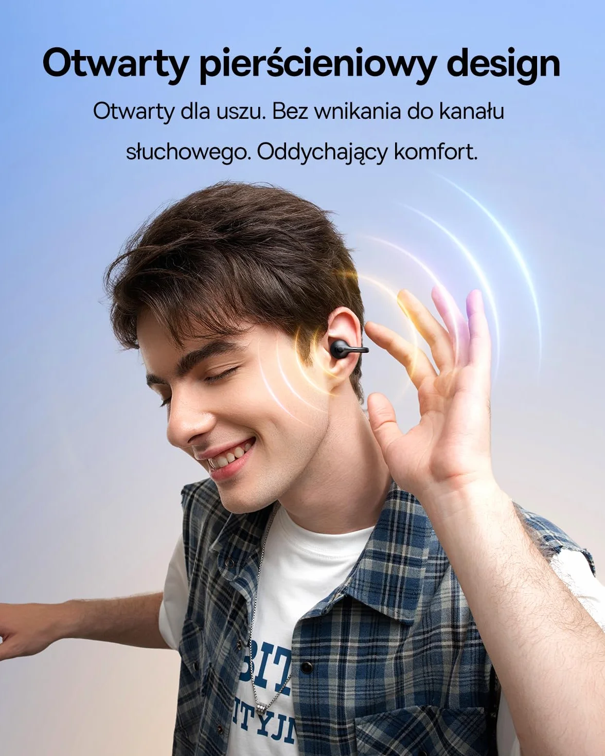 Baseus BC1 Open Ear słuchawki, klips na uszy z imponującym dźwiękiem, adaptacyjne wzmocnienie basów, Bluetooth 6.0, redukcja szumów podczas rozmów, IP55, akumulator 38H, lekkie Buds - Interstellar