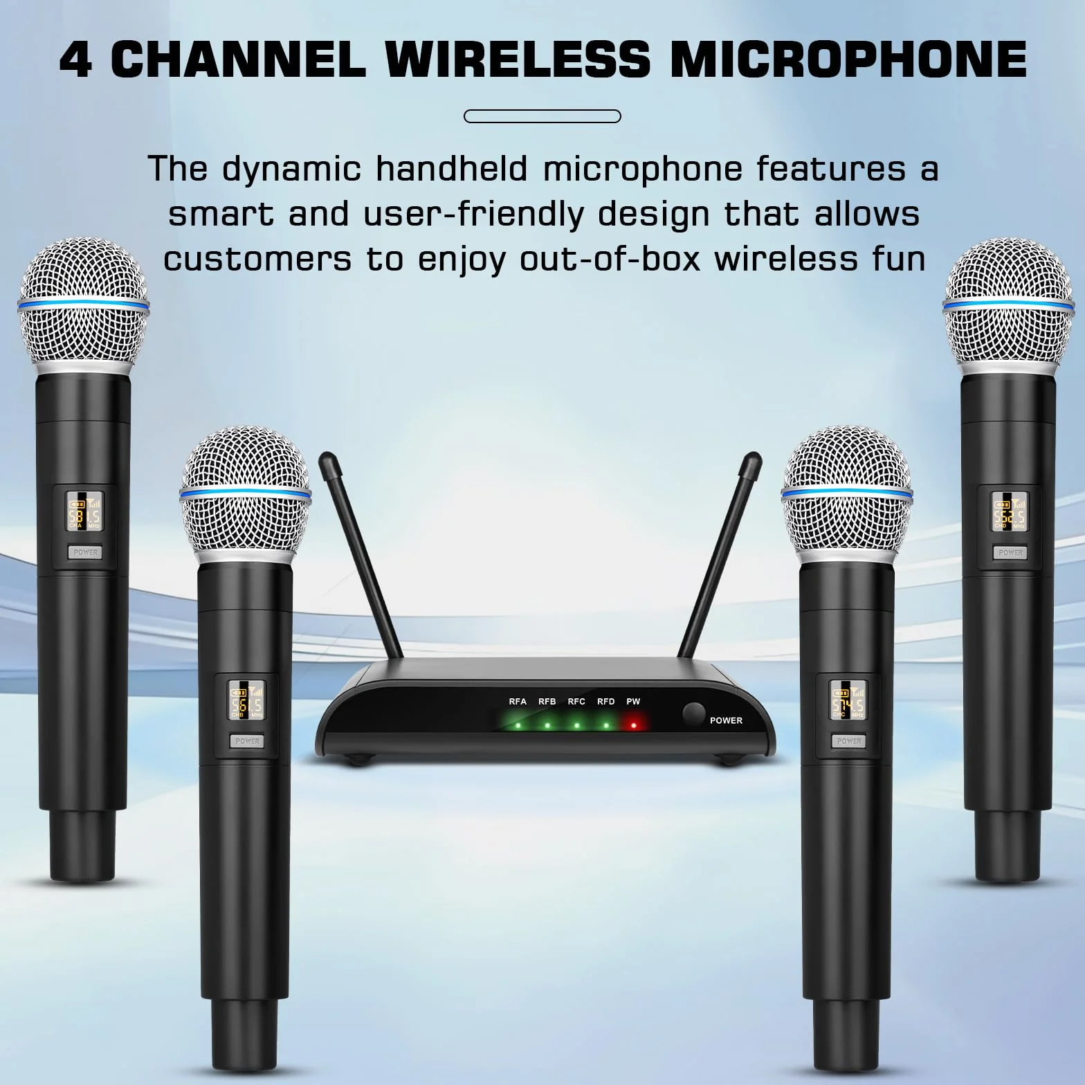 Depusheng R4-Pro mikrofon bezprzewodowy do karaoke, profesjonalny 4-kanałowy ręczny system mikrofonowy, dynamiczny metalowy mikrofon do śpiewu karaoke, kościoła, karaoke, spotkań, przyjęć, kościoła