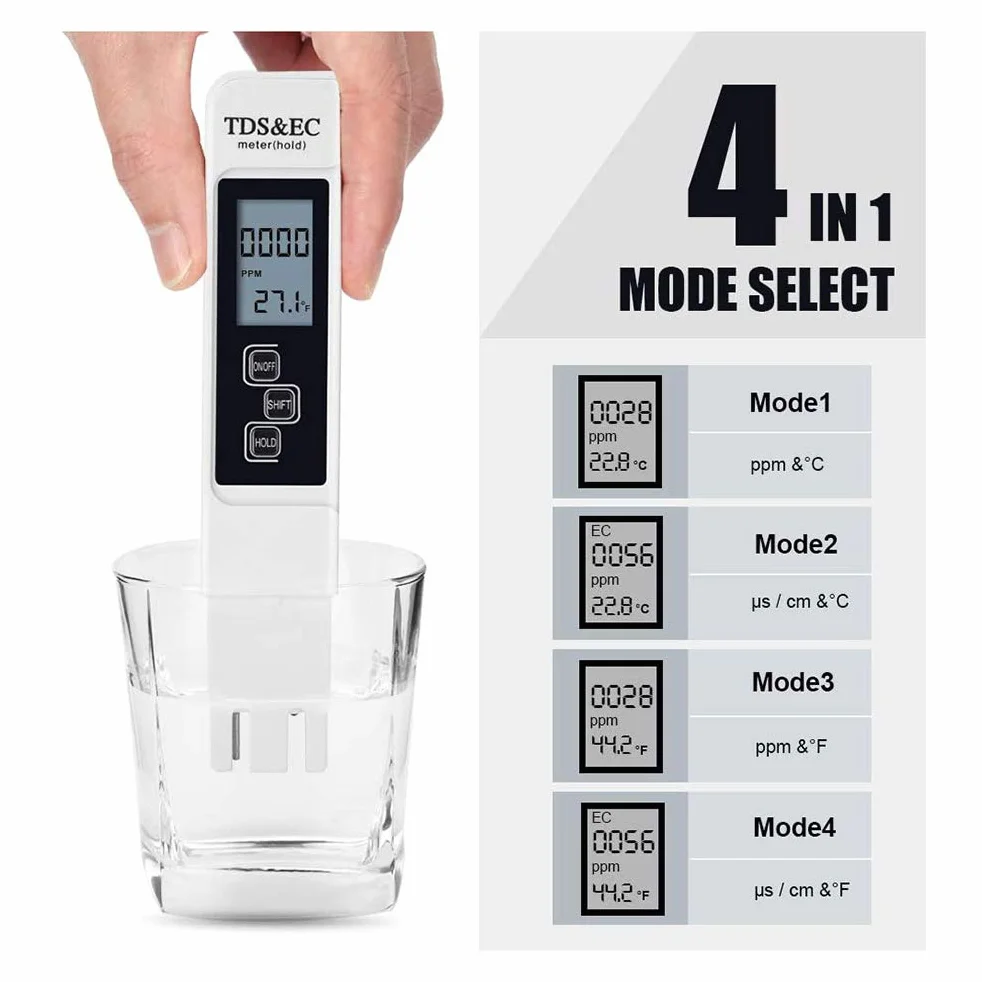 Tester 3 w 1 TDS Tester pH Test jakości wody w basenie, miernik przewodzenia, z wyświetlaczem LCD o wysokiej precyzji i automatycznej funkcji kalibracji