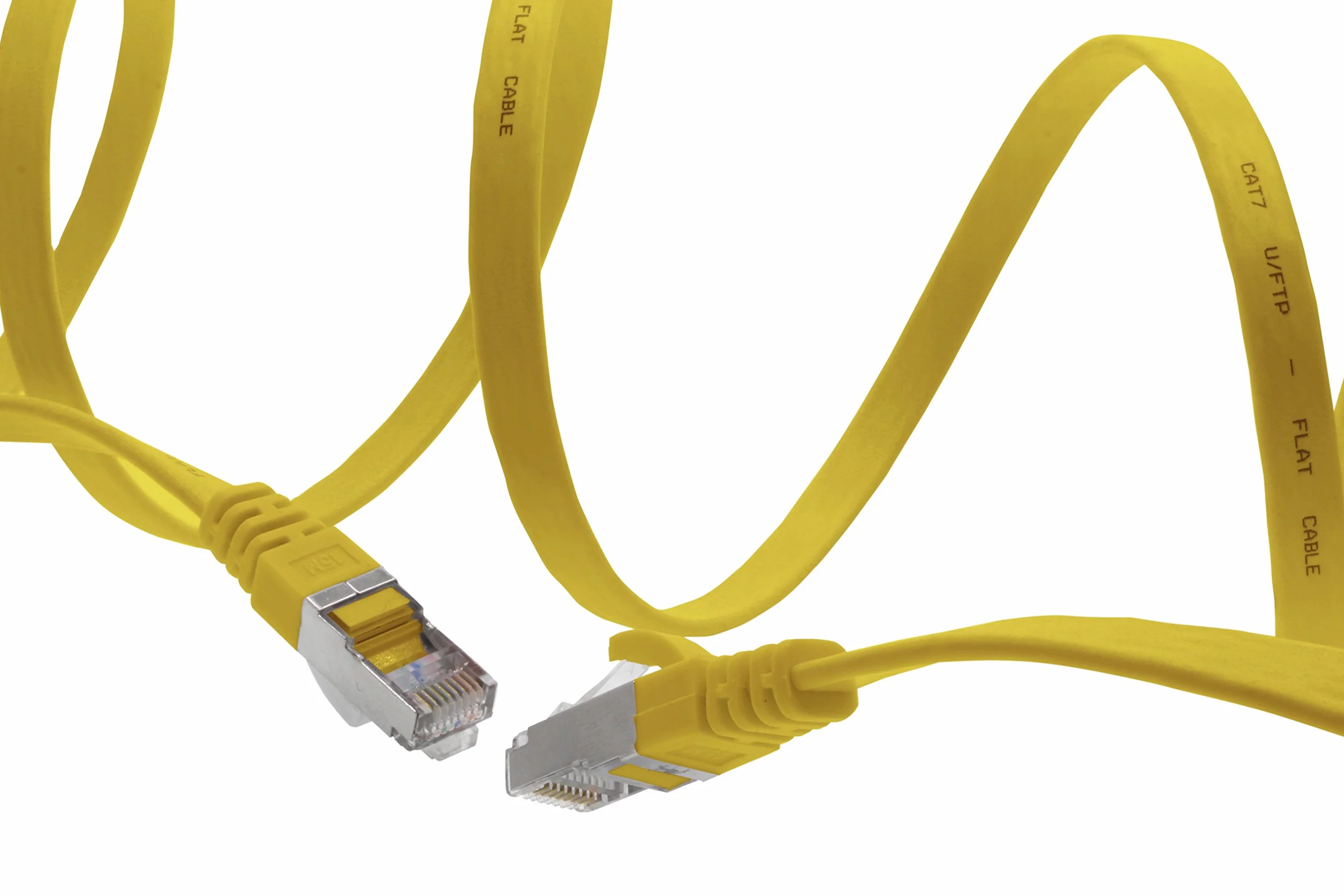 1aTTack.de 3 m - żółty - 1 sztuka kabel Ethernet Gigabit LAN CAT.7 (kabel sieciowy o wysokiej prędkości) 600 MHz, 10000 Mbit/s, smukły, patchkabel (kompatybilny z CAT5 CAT5e CAT6 CAT6a Cat8) wstążka