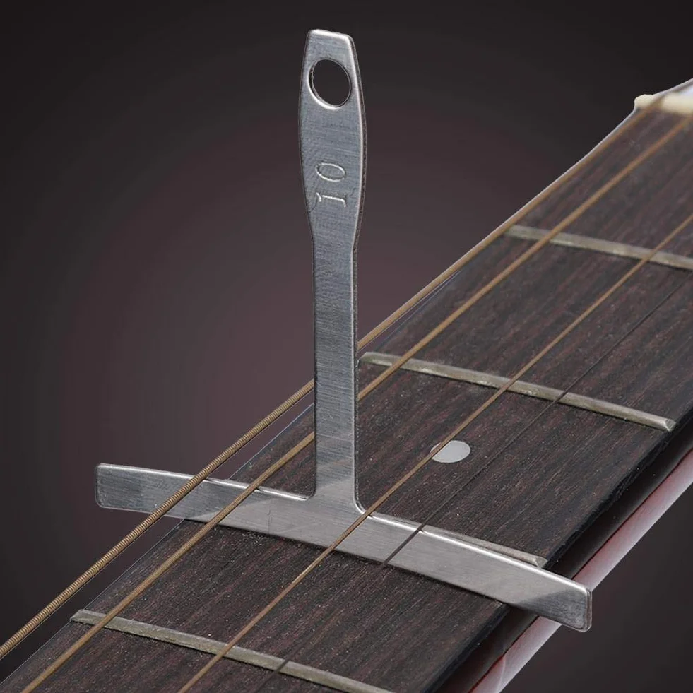 Miernik promienia gitary, miernik promienia gitary metalowa linijka w kształcie litery T klucz miernik luthier narzędzie modernizacja akcesoria do instrumentów muzycznych (srebrny)