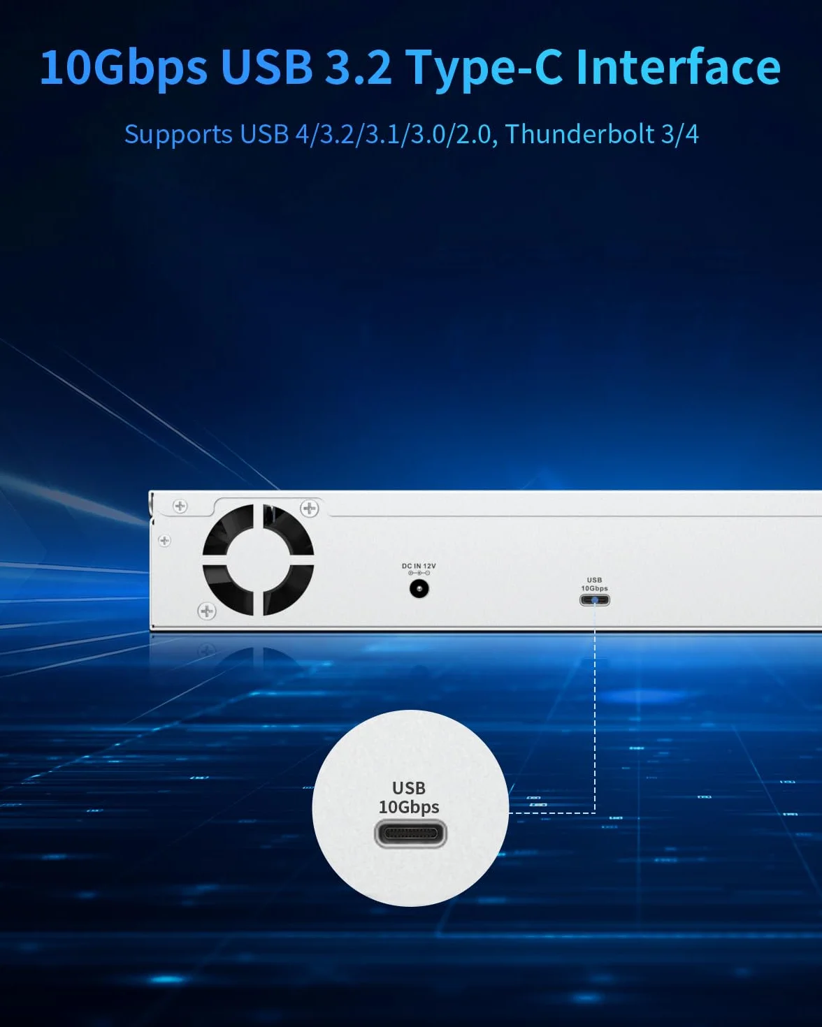 TERRAMASTER D4-320U Zewnętrzna obudowa dysku twardego - 4-dyskowa 1U Ultrakrótka montaż w racku USB 3.2 Gen2 10Gbps Type-C Direct Attached Storage obudowa Hot Swappable Plug and Play (Bez dysków)