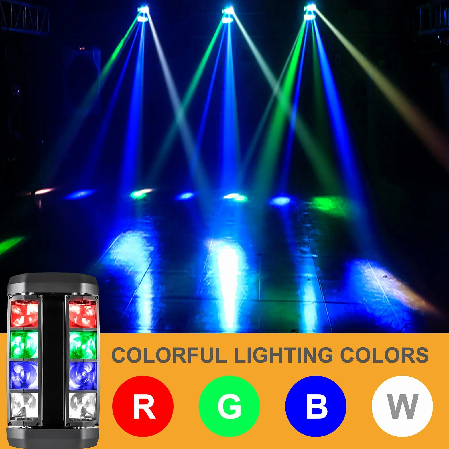 ZKYMZL Lampa LED Spider Moving Head Light LED Beam DJ Lights RGBW Sound Activated and DMX512 Control for Party Pub Disco Show Wedding Event Stage Lighting.