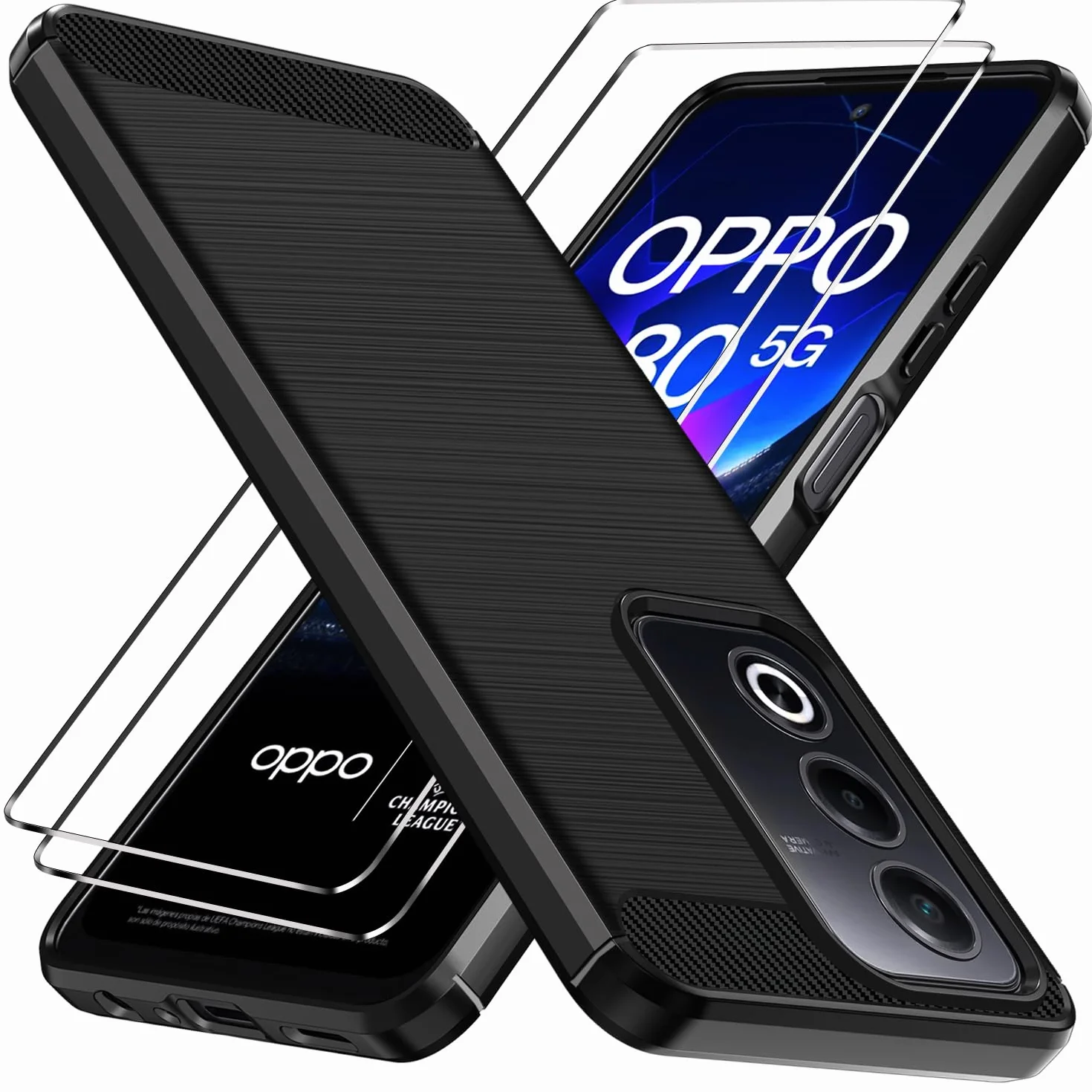 iVoler Etui do Oppo A80 5G z 2 szt. szkła hartowanego, [odporne na wstrząsy wojskowe] etui ochronne, smukłe miękkie silikonowe TPU odporne na odciski palców i zarysowania, czarne