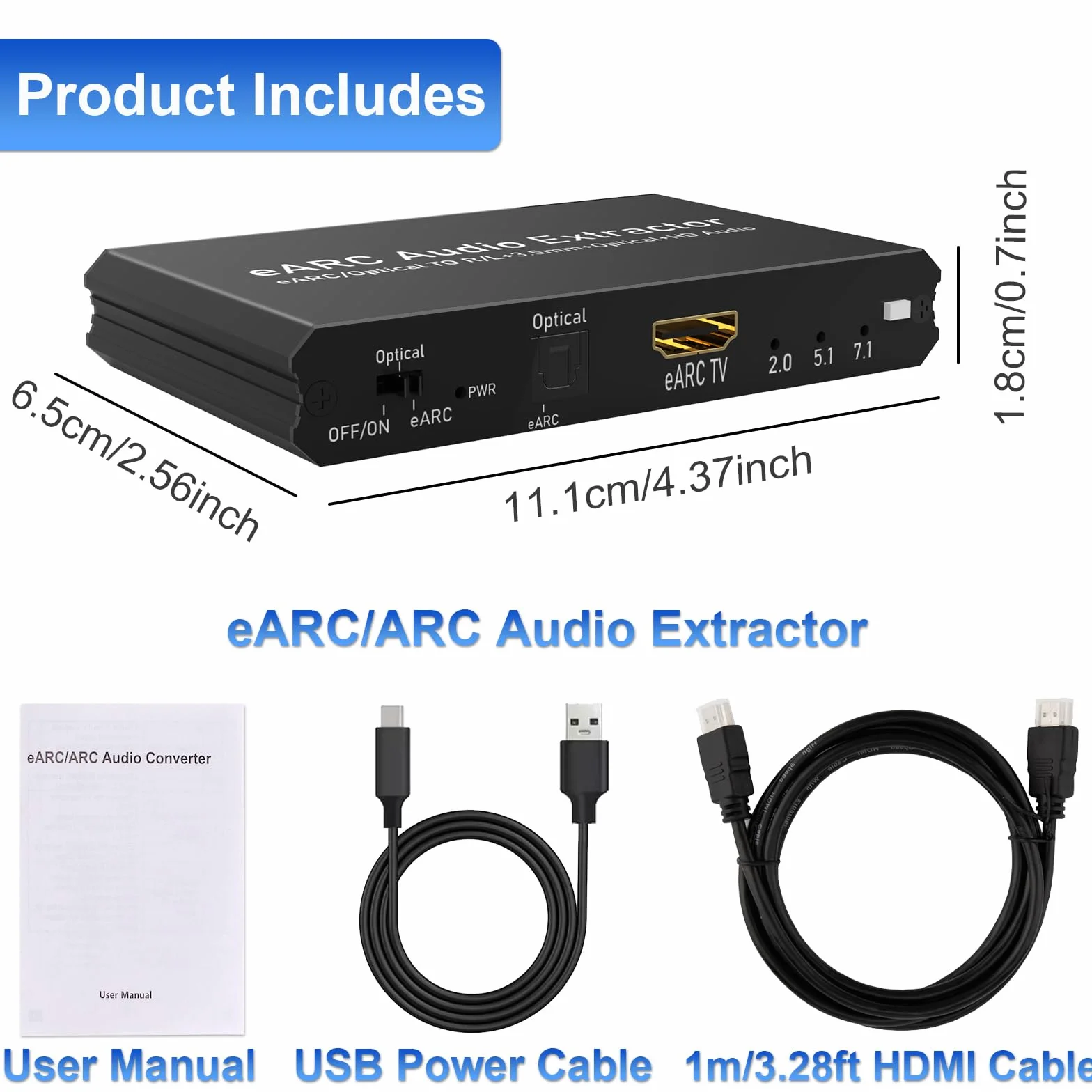 Tendak 192KHz eARC/ARC Audio Extractor, konwerter cyfrowo-analogowy, HDMI eARC/ARC + optyczny do HDMI + optyczny + L/R + 3,5 mm stereo do wzmacniacza głośników soundbara HDTV i słuchawek