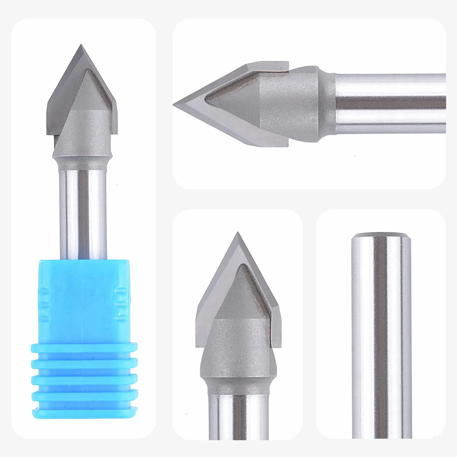 SpeTool Frez do fazowania 8 mm, trzonek 60 stopni, frez do grawerowania, 2 flety VHM 12 mm, średnica cięcia CNC, grawerowanie, frez do drewna, do frezarki górnowrzecionowej, do frezów trzpieniowych,