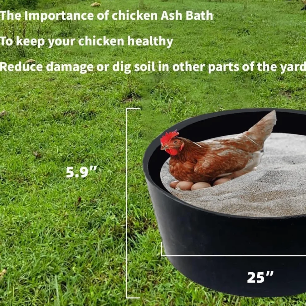 piaskowe kąpiele dla kur, konstrukcja bez dna, środowisko PE, kąpiel piaskowa dla kur, pojemnik do czyszczenia kurnika, pojemnik na wapno do kurnika, Essential Chicken (czarny)