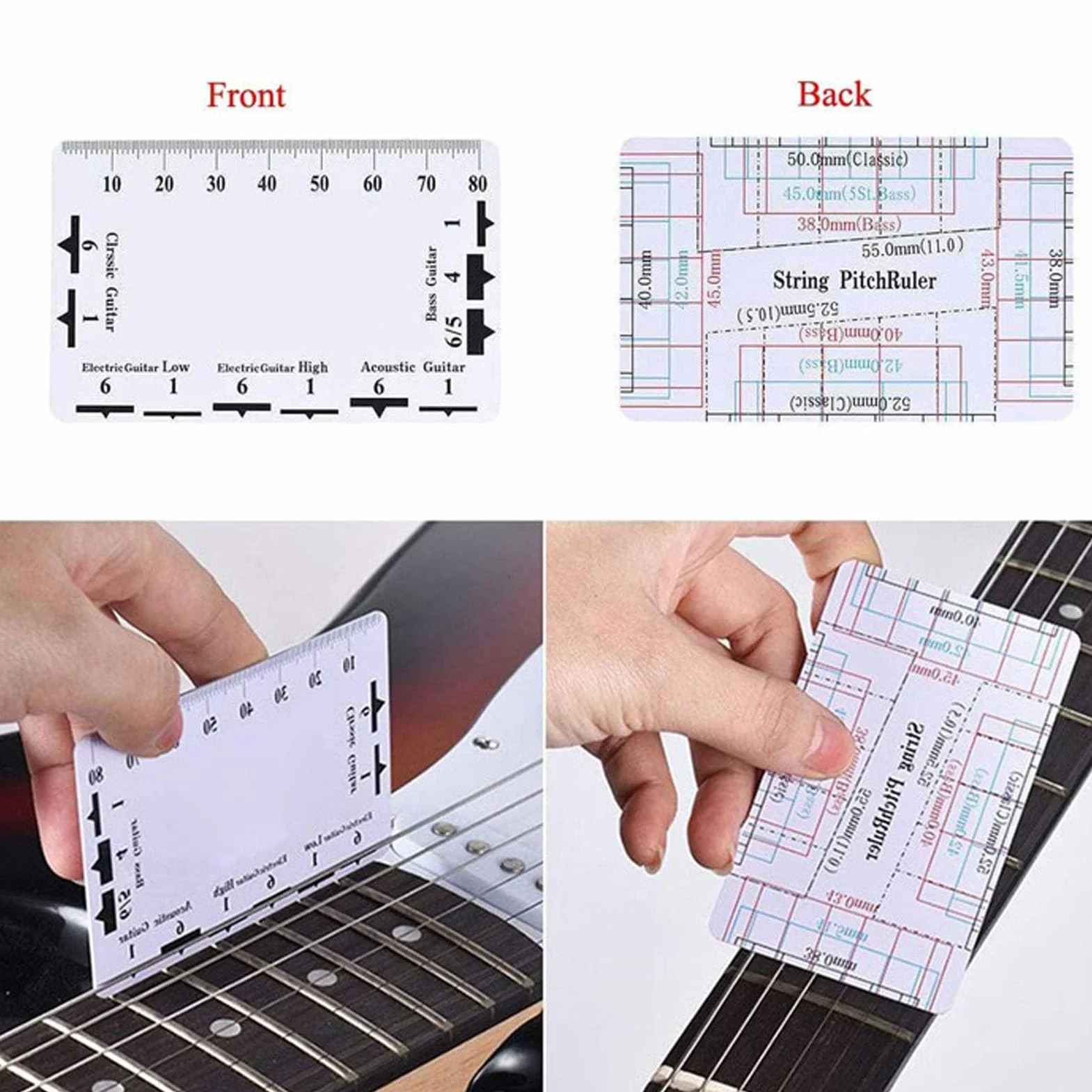 Zestaw Linijek Gitarowych Linijka do Gryfu Gitary ze Stali Nierdzewnej Dokładna Linijka Miernicza ze ściereczką do Czyszczenia dla Producentów Gitar