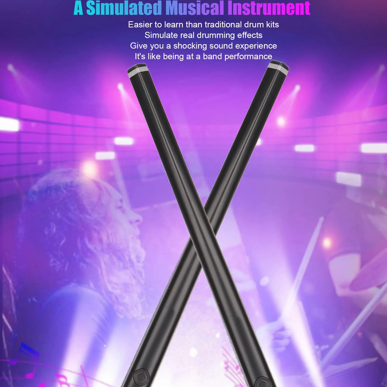 Air Electronic Drum Kit Type C MIDI Bluetooth Wireless Automatic Positioning Somatosensory Drum Stick 5 Bębnów 3 Chusteczki