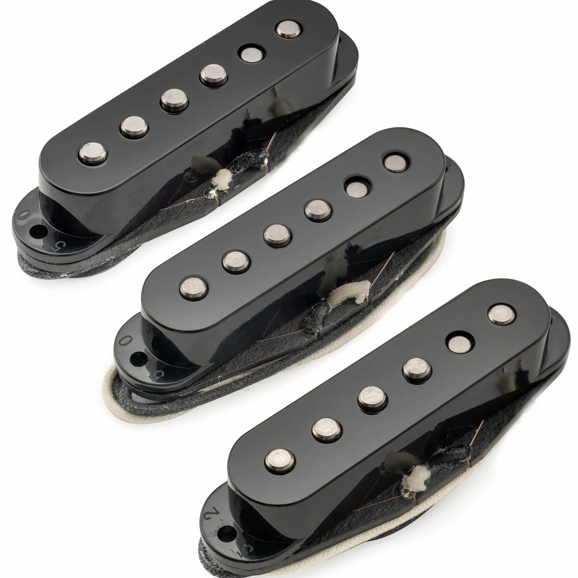 Musiclily Pro ST-50S Staggered Alnico 5 Przetwornik Single Coil Neck Middle Bridge Pickups Set do Gitary Elektrycznej typu Strat, Czarny