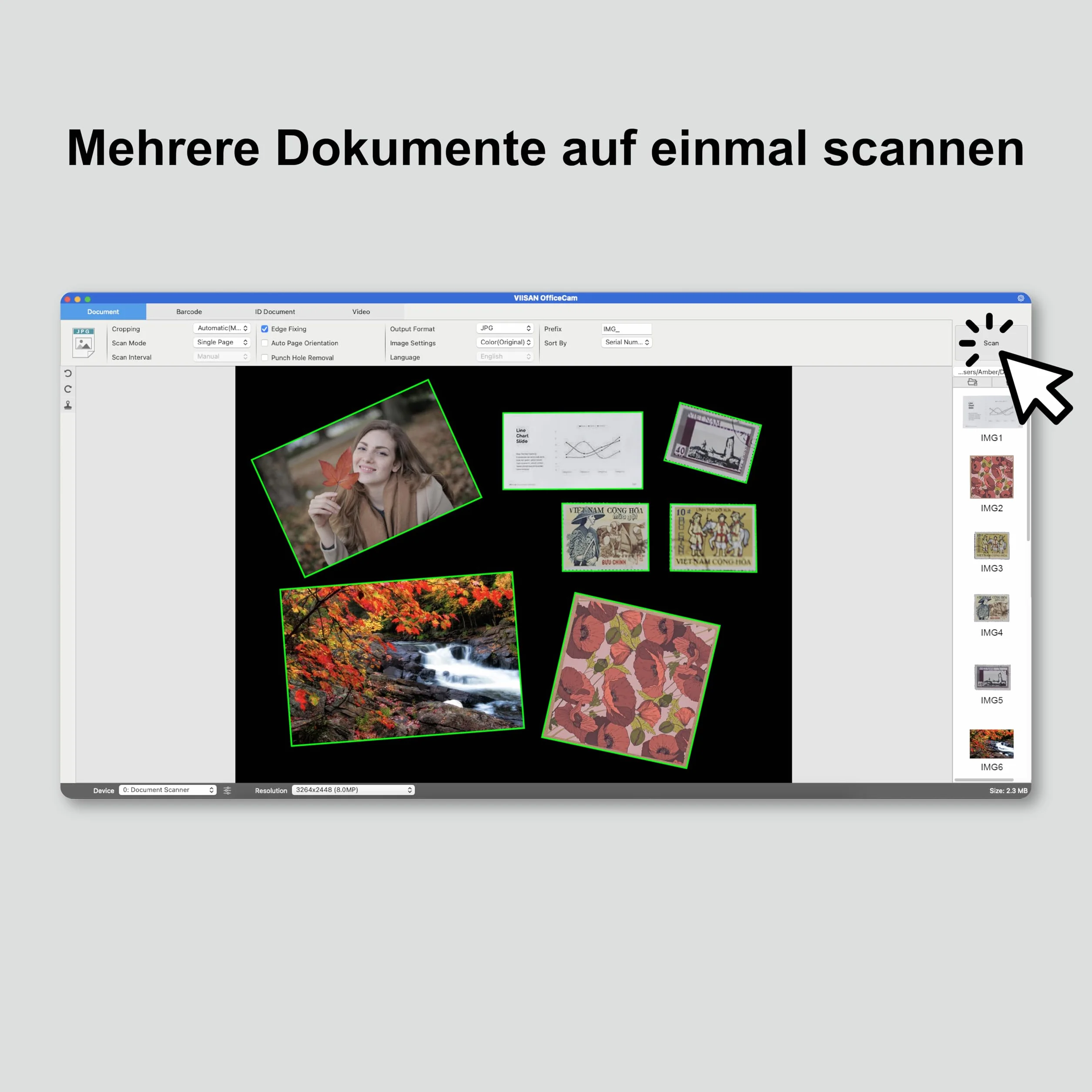 VIISAN skaner dokumentów, 16MP USB przenośny, rozmiar skanowania A4, korekcja skrętu, skanowanie wielostronicowych dokumentów, technologia OCR i TTS, działa z Windows i MacOS