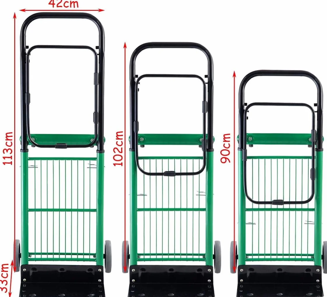 COSTWAY Wózek transportowy 2 w 1, składany, obciążenie do 90 kg, regulowana wysokość, stalowa rama, układający się w stos, wózek schodowy