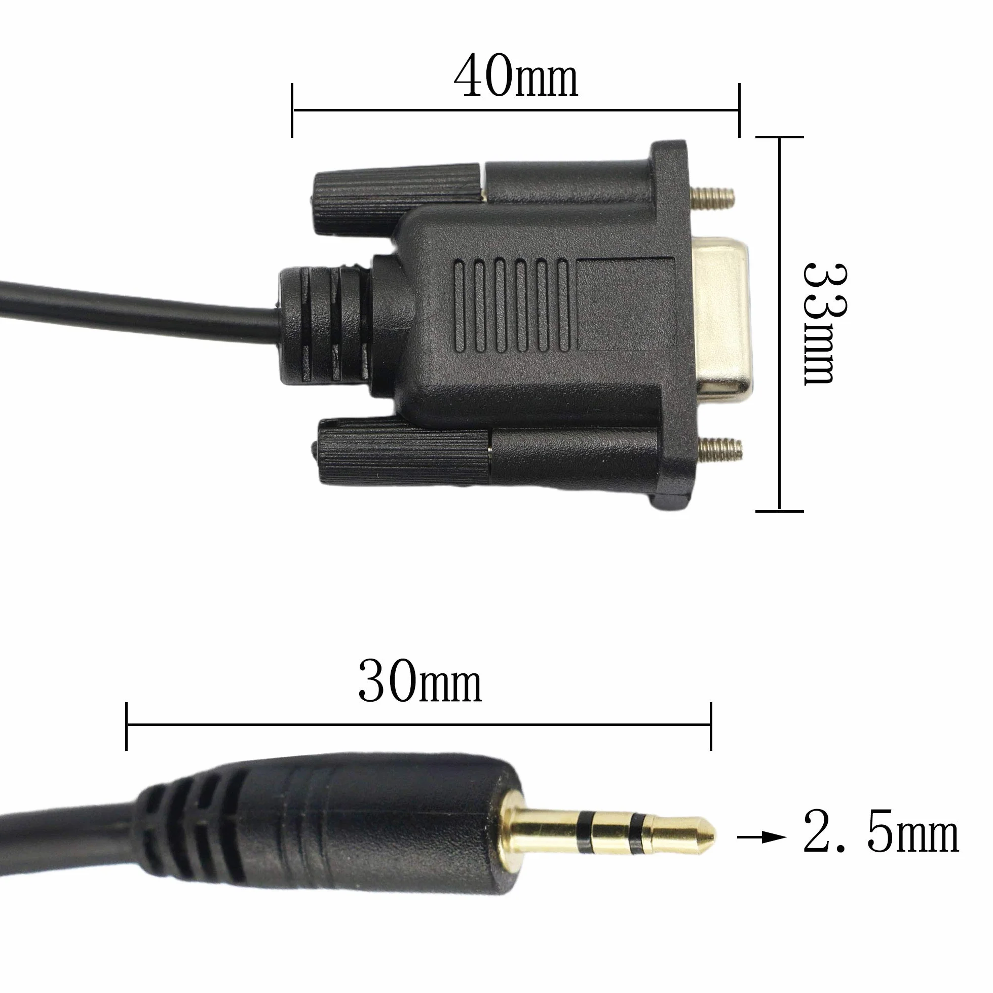 DB9 żeński do 2,5 mm, stereo 2,5 mm jack do DB9-F 9-pinowy kabel konwertera portu szeregowego RS232