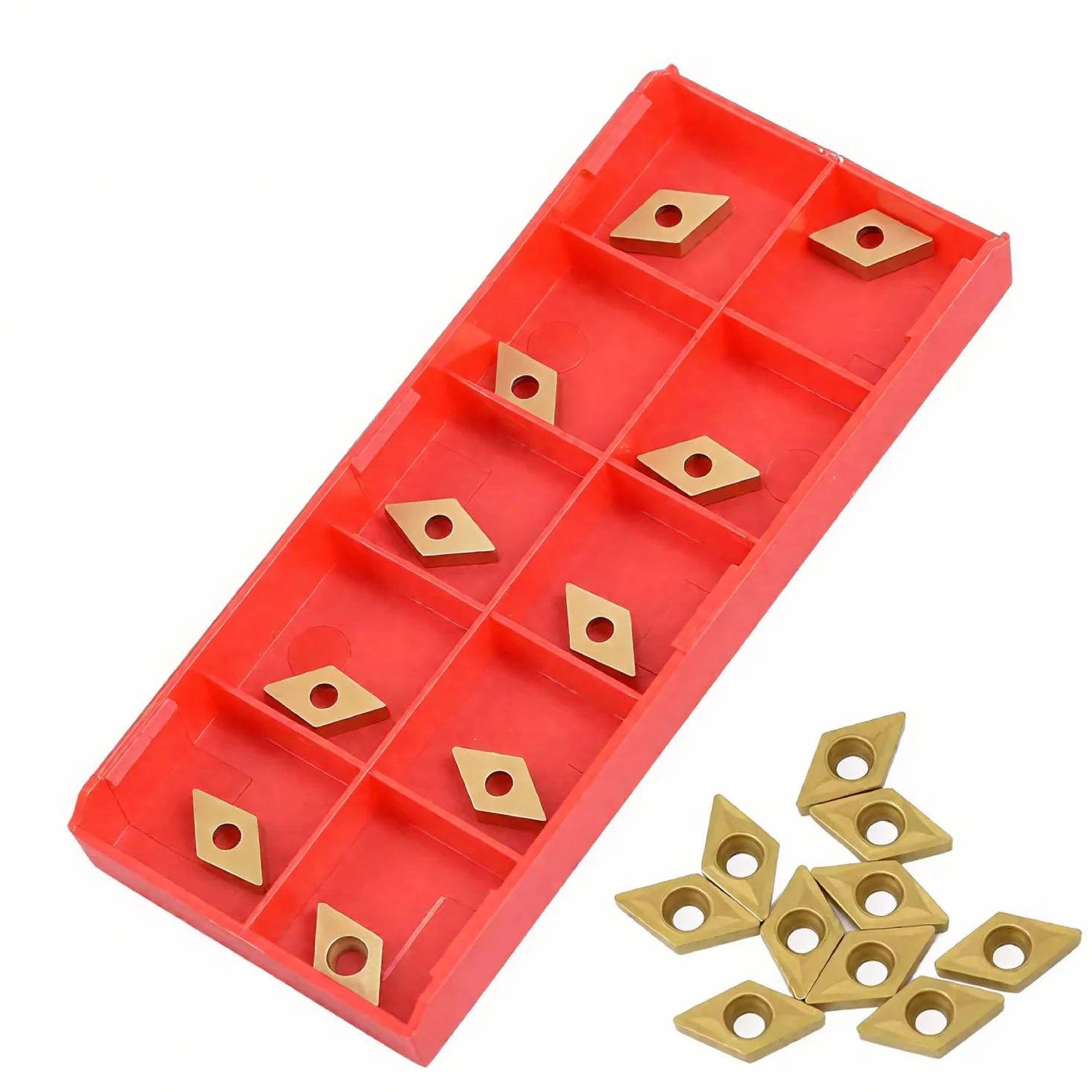 VOBOR 10 sztuk wkładek tokarskich z twardego metalu CNC, możliwość indeksowania, DCMT070204 US735 DCMT51.51, z pudełkiem
