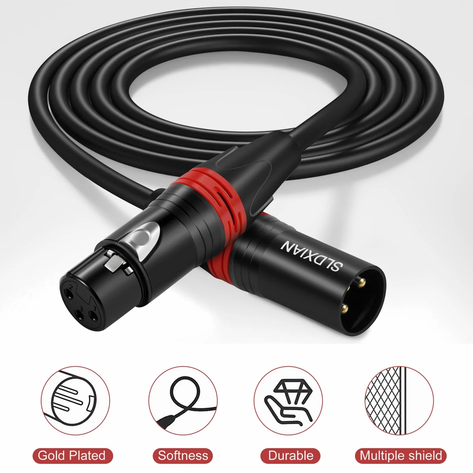 Kabel XLR męski żeński, kabel mikrofonowy (5 m)