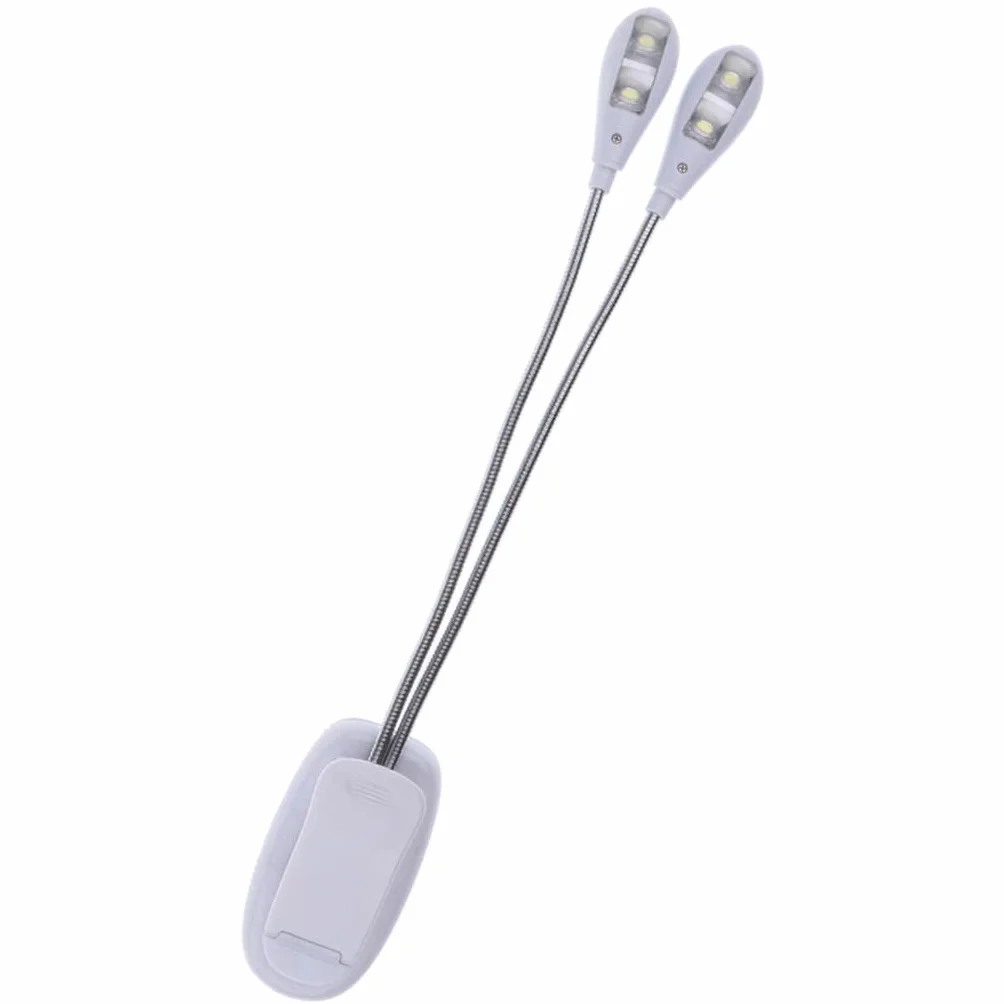 Elastyczny 4 LED 2-ramienny stojak muzyczny nuta oświetlenie lampy 29 cm - biały, jak opisano