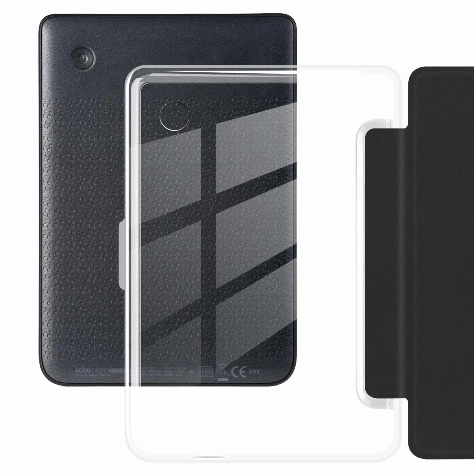 Etui na 15.2 cm Kobo Clara Color 2024 Released, ultra przezroczysta, miękka, elastyczna, przezroczysta tylna obudowa z TPU z automatycznym uśpieniami/budzeniem, kolor czarny
