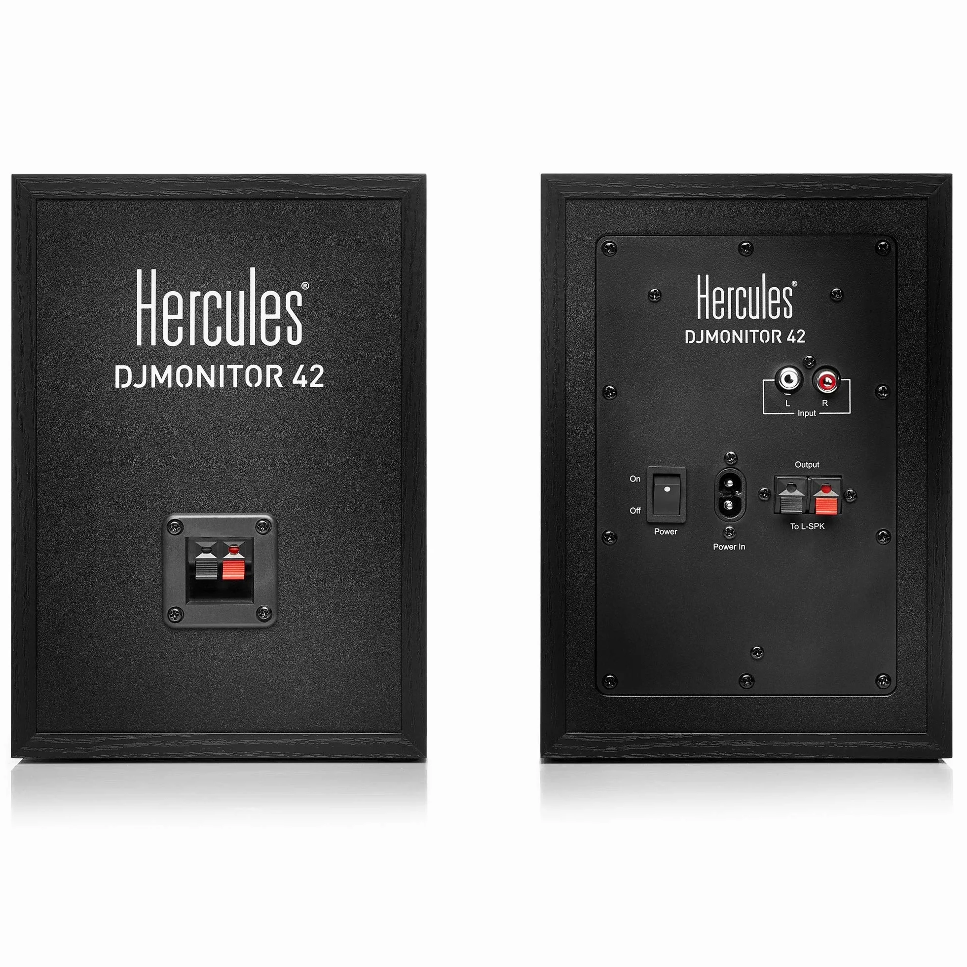 Hercules DJMonitor 42 – Aktywne głośniki DJ z 4-calowym wooferem, 80 W mocy, precyzyjnym dźwiękiem i systemem Bass-Reflex, idealne dla DJ-ów i miłośników muzyki