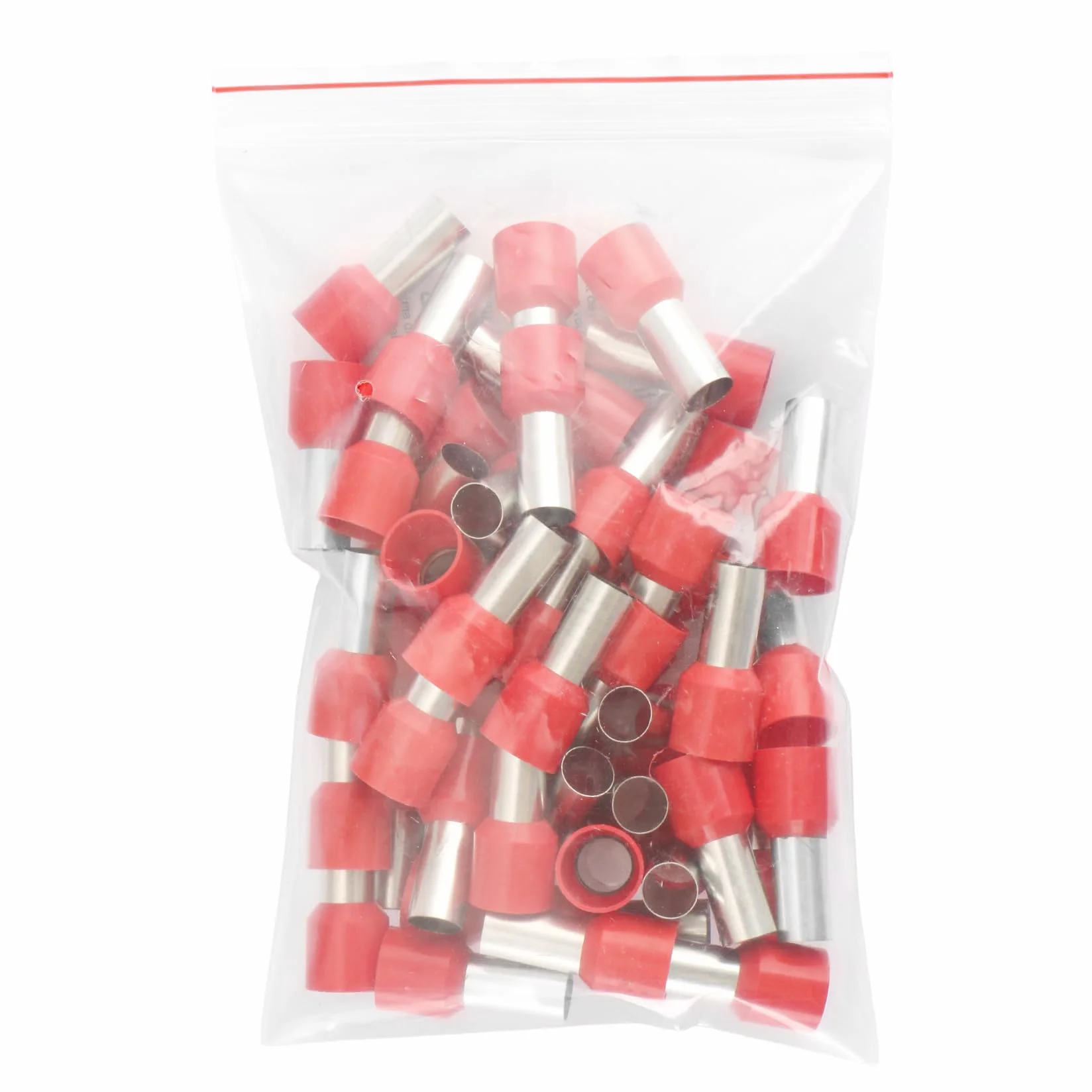 Heschen zaciski kablowe E35-16 AWG 2/35 mm², drut miedziany łącznik zaciskowy, izolowany winyl, czerwony, 50 sztuk