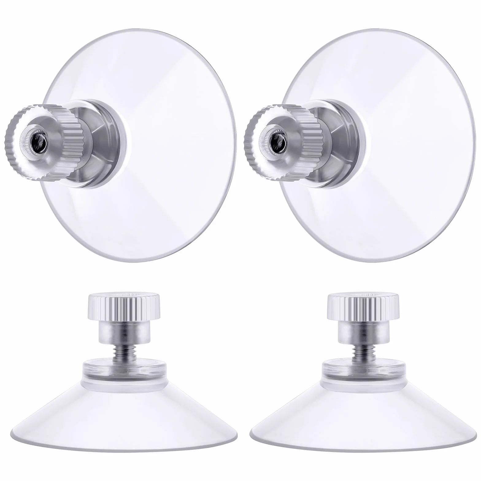 Flintronic 4 sztuki przyssawek z gwintem i nakrętką radełkowaną, przyssawki PCW Ø 50 mm, przezroczyste przyssawki bez wiercenia, bardzo mocne haczyki do okien, samochodu, dekoracji, kuchni,