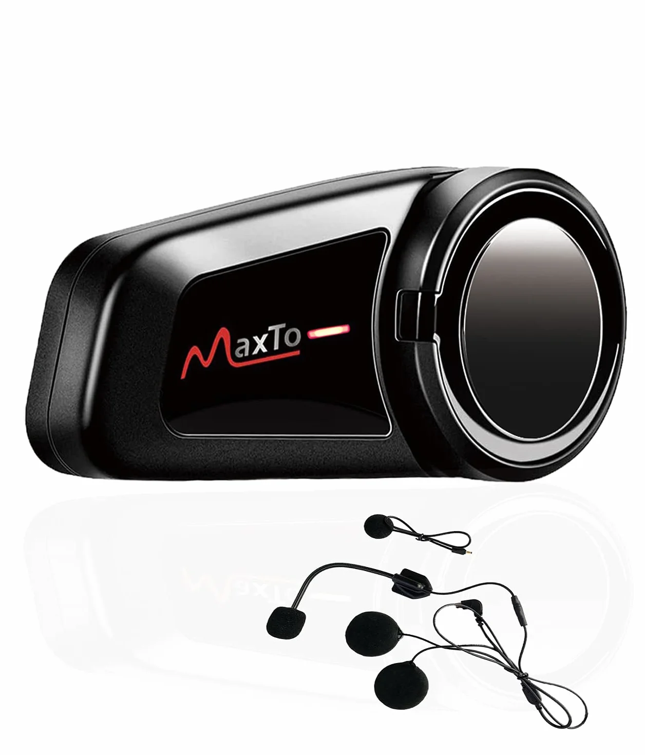 Maxto Motocyklowy zestaw słuchawkowy Bluetooth, M2 Systemy komunikacji z kaskiem motocyklowym, 6-kierunkowy BT5.0 Wodoodporny interkom, zasięg 1000 m, z radiem FM, Siri, wybieranie głosowe do jazdy na