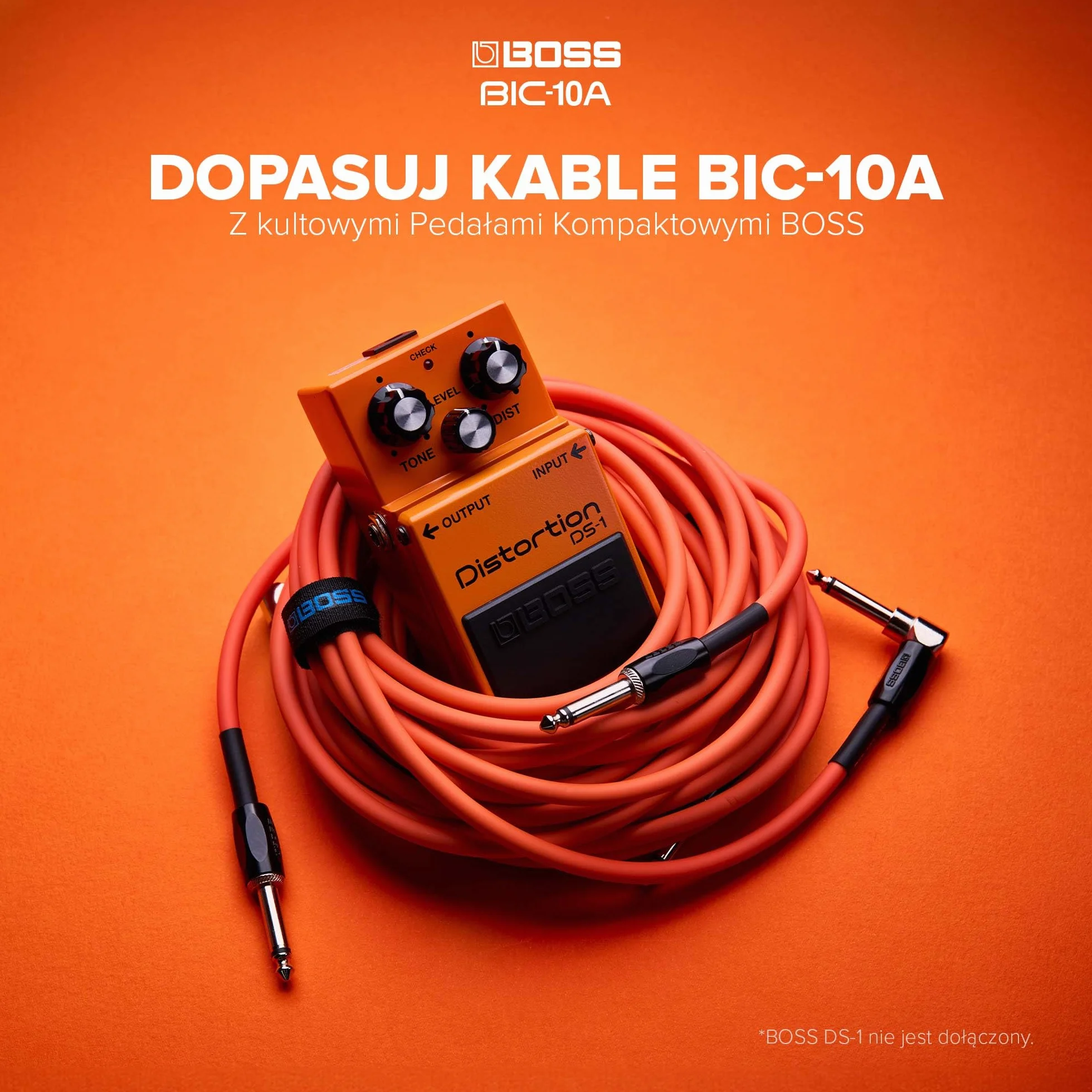 Seria BOSS BIC-10A | Kabel Instrumentalny | Złącza Proste i Kątowe ¼ Cala | Długość 3 m | Wysokiej Jakości Kable do Gitary, Basu i Innych Instrumentów | Cicha Praca i Trwałość | Czarny