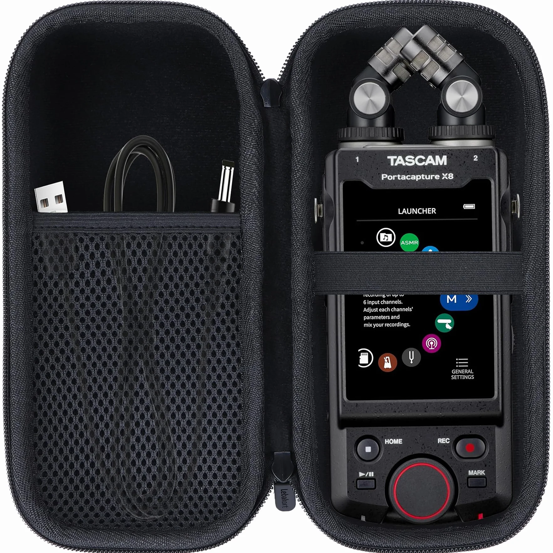 Lebakort Twarde etui ochronne pokrowiec do Tascam Portacapture X8 przenośny rejestrator wielościeżkowy wysokiej rozdzielczości