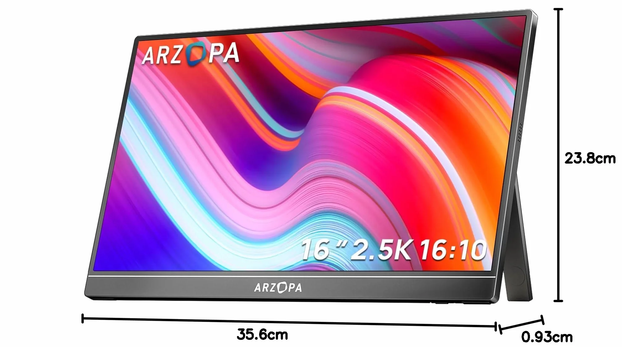 ARZOPA 16" Przenośny Monitor 2.5K | Matryca IPS 123% sRGB 400 Nit | Ekran do Pracy 16:10 do Laptopa, Mac, PC, Telefon | USB-C i HDMI - Z1RC
