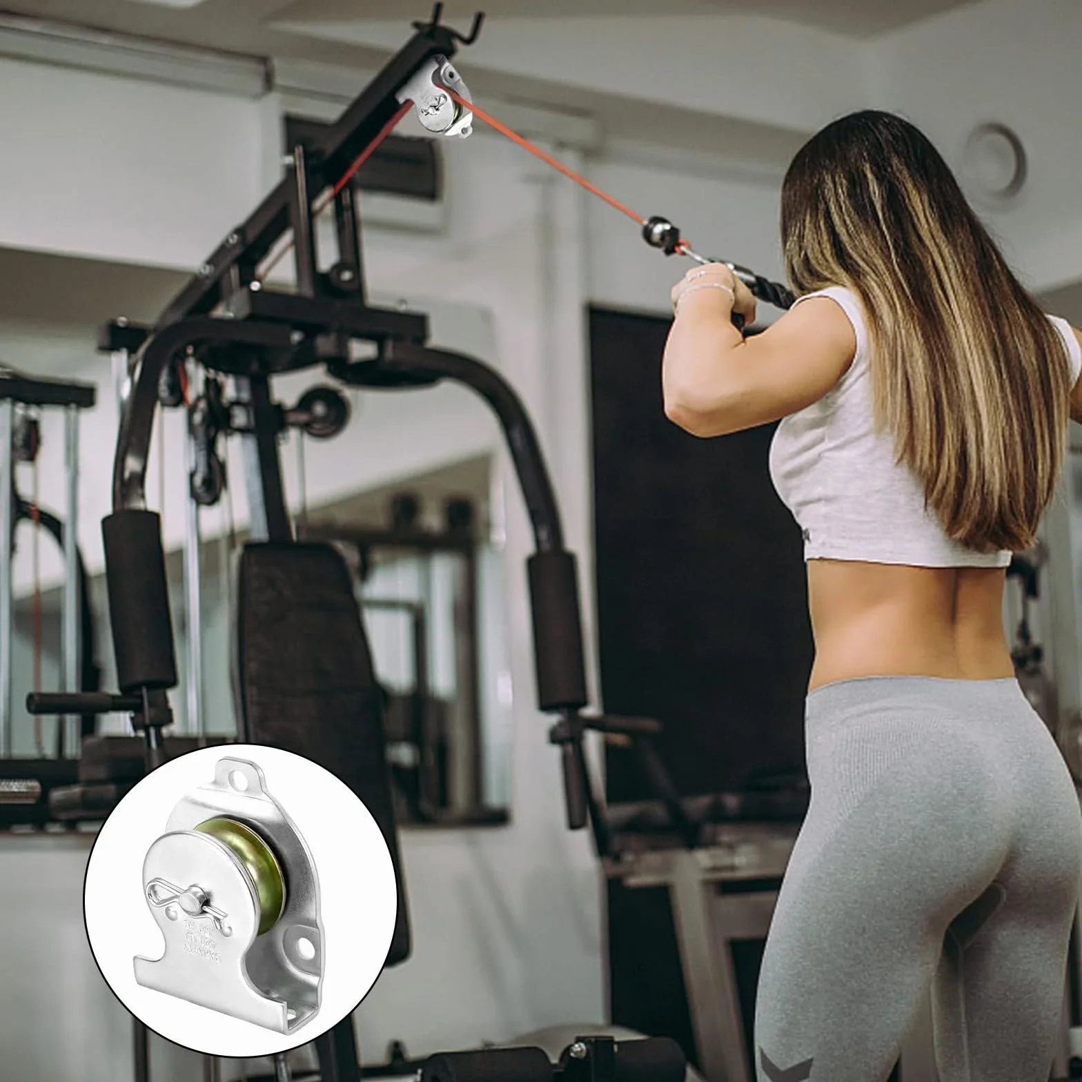 Blok stojący rolka kierunkowa, 4 sztuki, metalowe kółka zwrotne, blok stojący, kółka zwrotne z łożyskami kulkowymi, do studia fitness, obciążenia